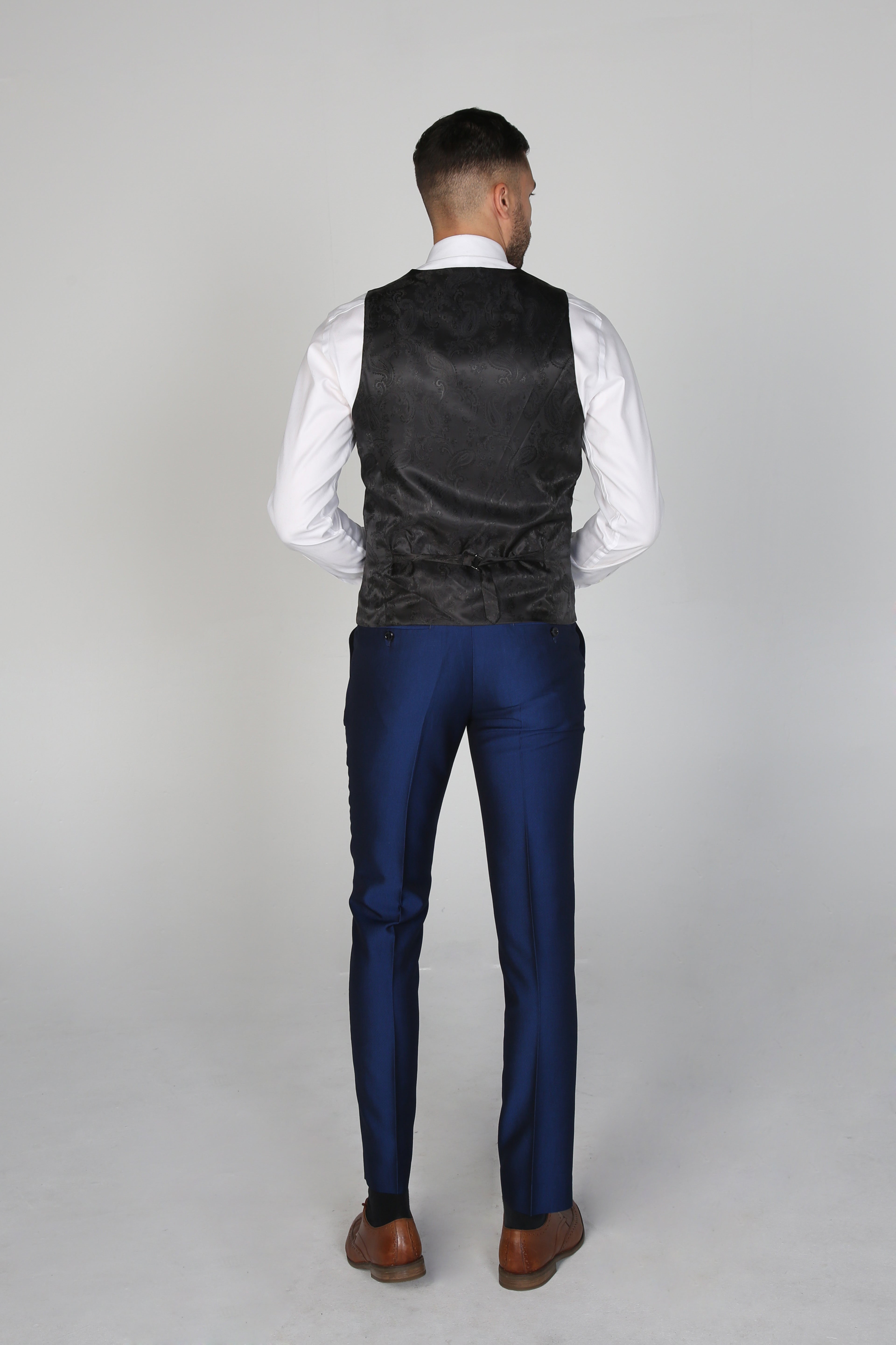 Men's Sheen Effect Navy Waistcoat- KINGSLEY - Navy Blue
