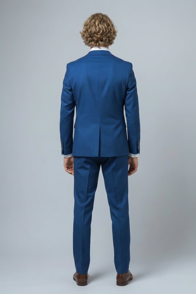 Men's Slim Fit Indigo Suit - MATEO - Indigo Blue