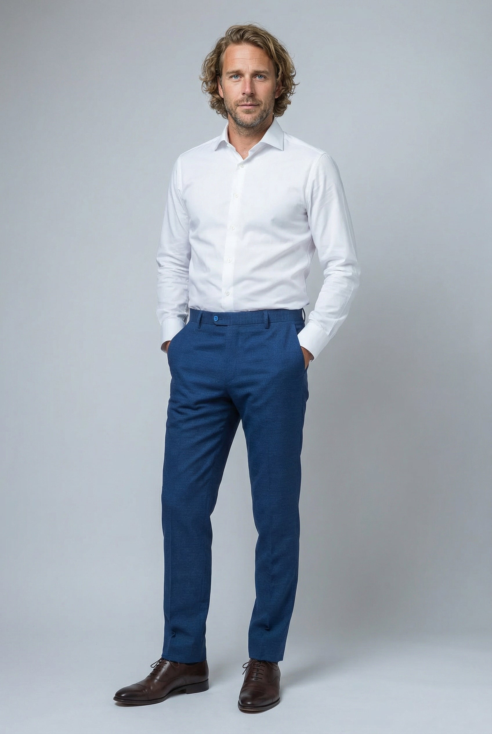 Men's Slim Fit Indigo Suit - MATEO - Indigo Blue