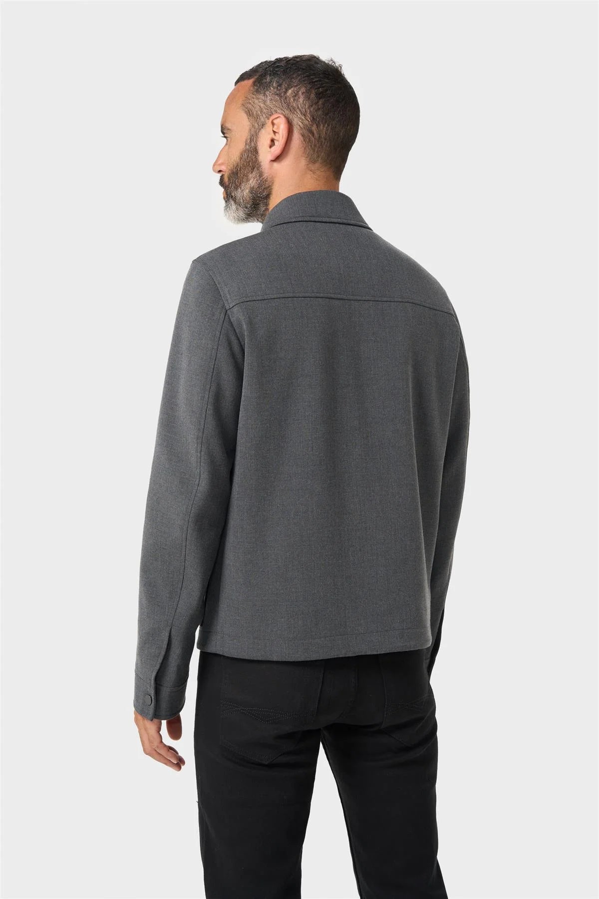 Men’s Smart Casual Stretch Zip-Up Short Jacket – Cavani Carlo Grey Model Back Picture