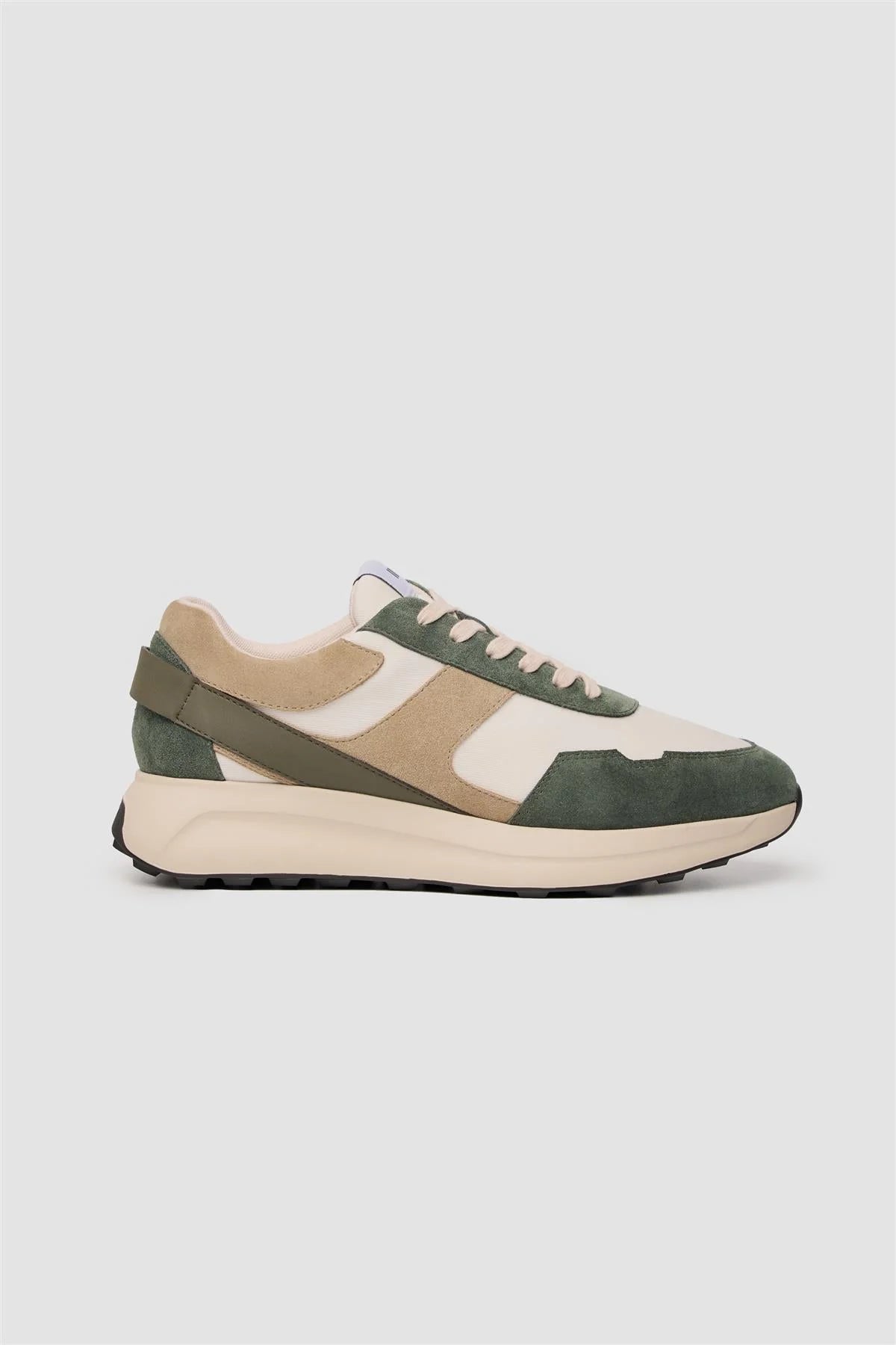 Men’s Suede-Accented Casual Trainers - Canbera Sage Green