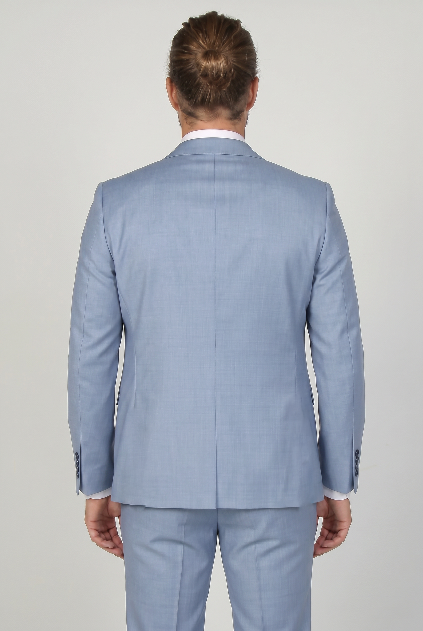 Men's Tailored Fit Formal Suit - CHARLES - Blue Model Back Picture