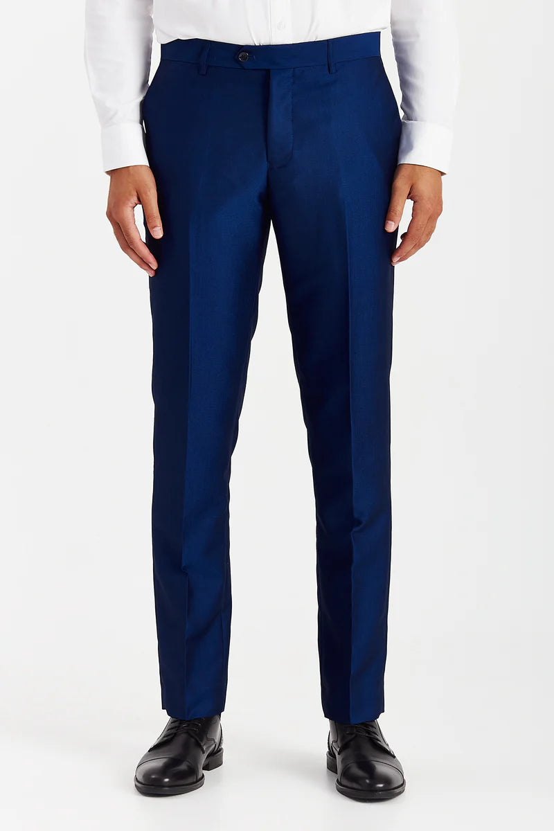 Men's Sheen Effect Formal Trousers - KINGSLEY - Navy Blue