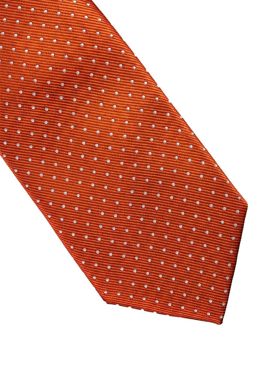 Men's Tie, Hanky & Cufflinks Polka Dot Set - Orange