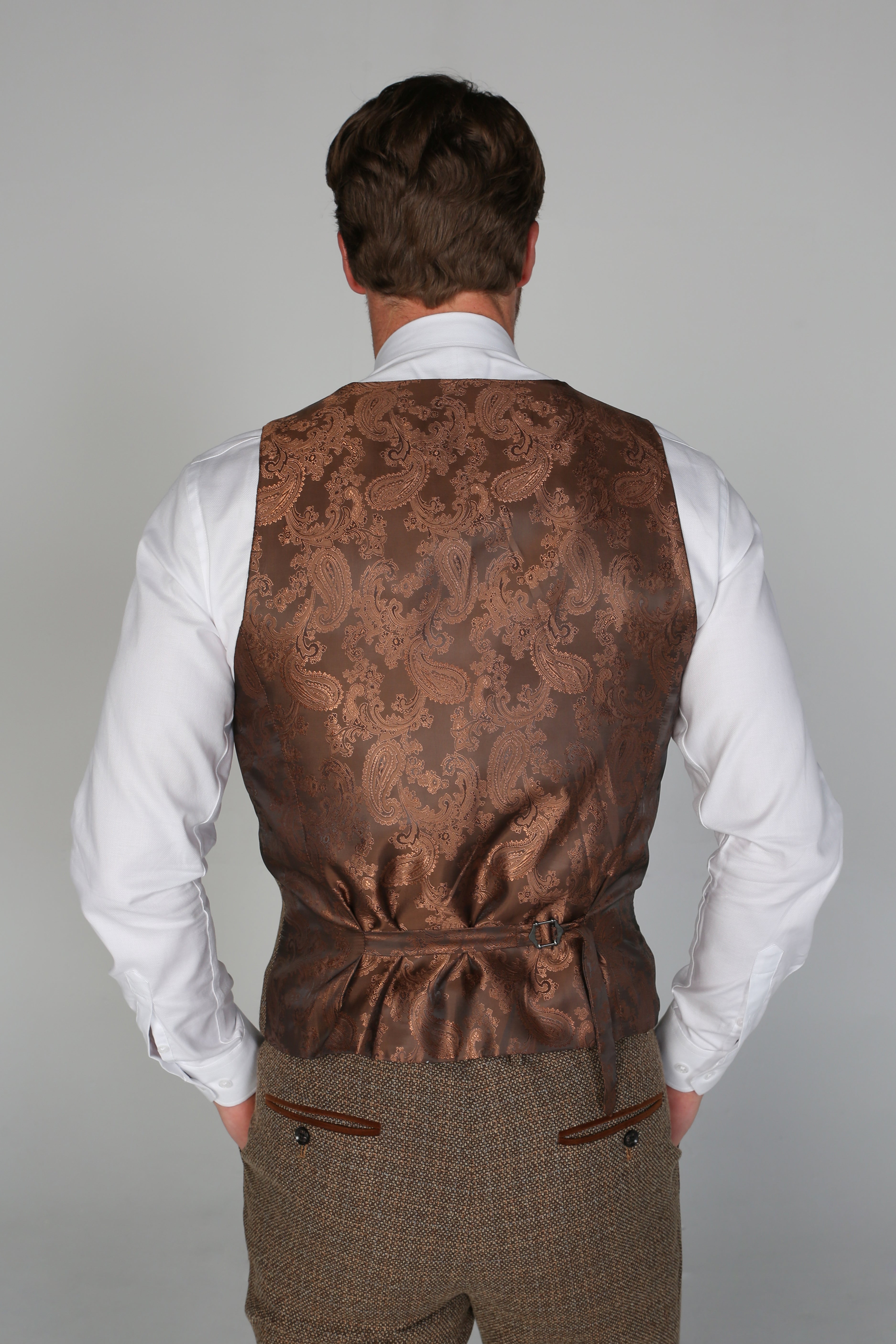 Men's Tweed-Like Formal Waistcoat - RALPH - Brown