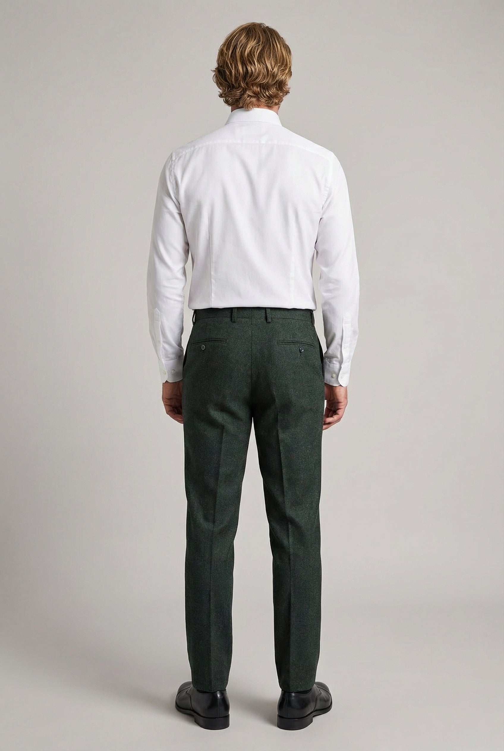 Men's Tweed Check Tailored Fit Trousers - JOSHUA Green