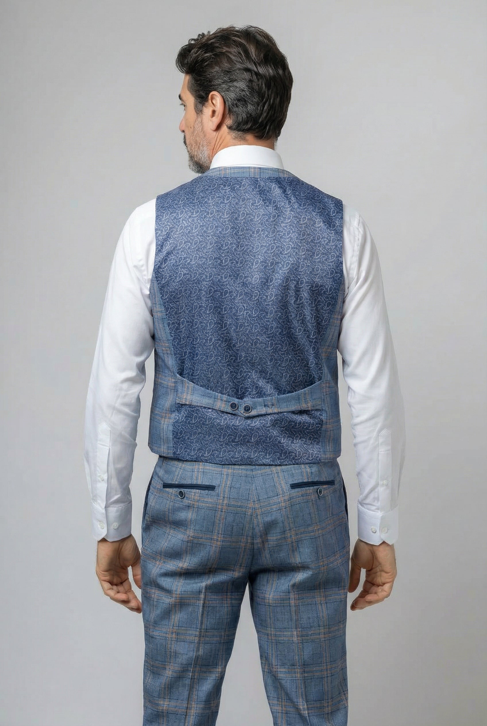 Men's Windowpane Check Slim Fit Suit - LEVI - Blue