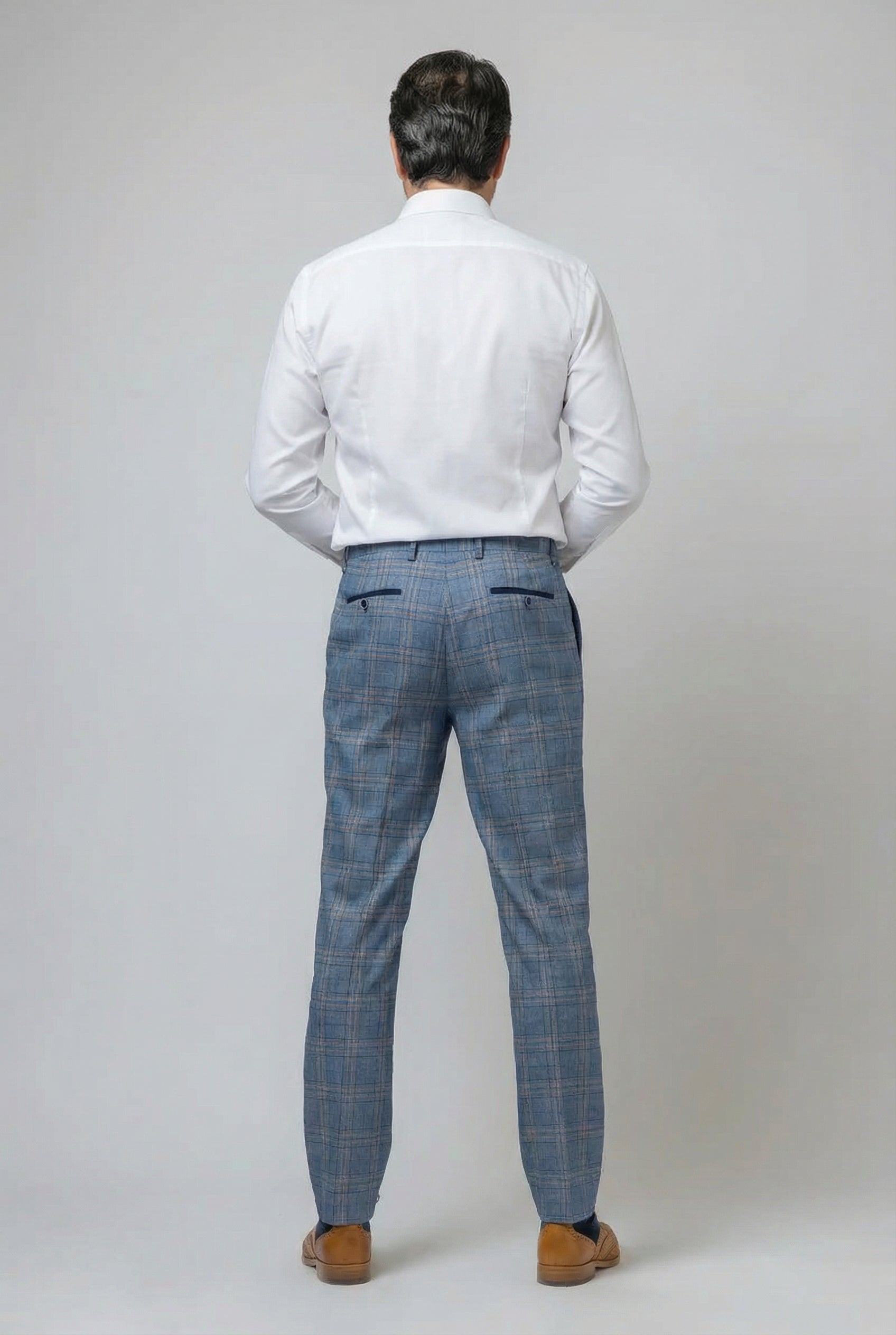 Men's Windowpane Check Slim Fit Suit - LEVI - Blue