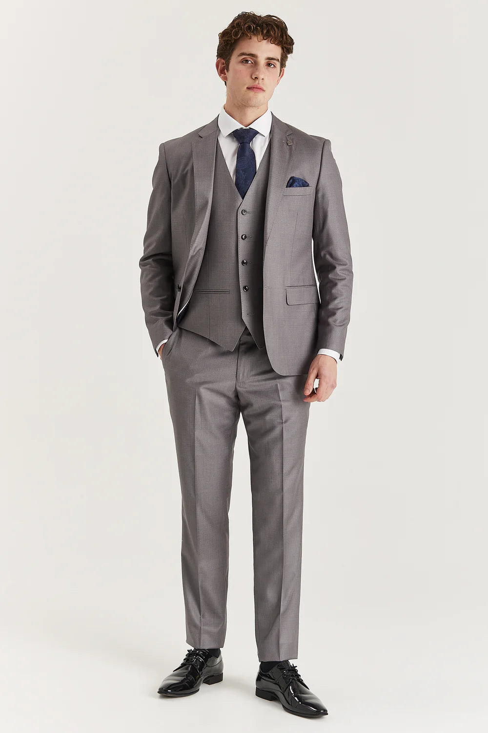 Father & Son Matching 3-Piece Suit Set with Pick Stitch - Edward - Grey