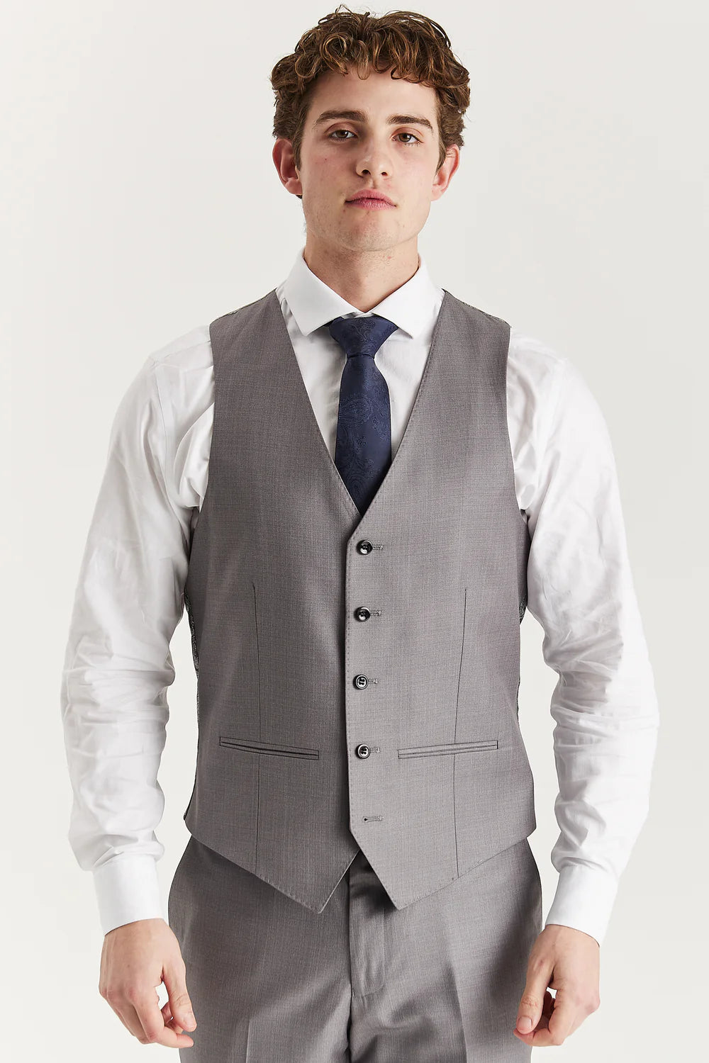 Father & Son Matching 3-Piece Suit Set with Pick Stitch - Edward - Grey