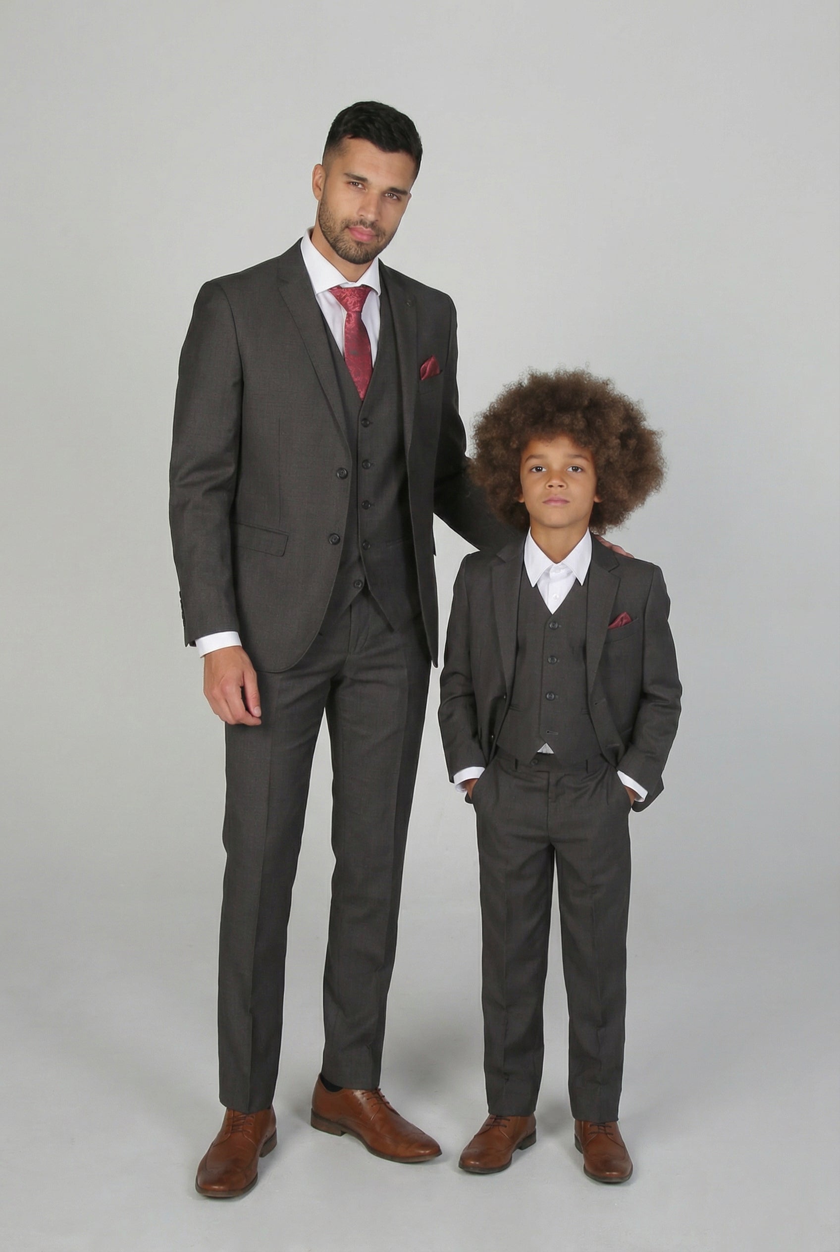 Father & Son Matching 3-Piece Suit Set - Charles - Charcoal Grey