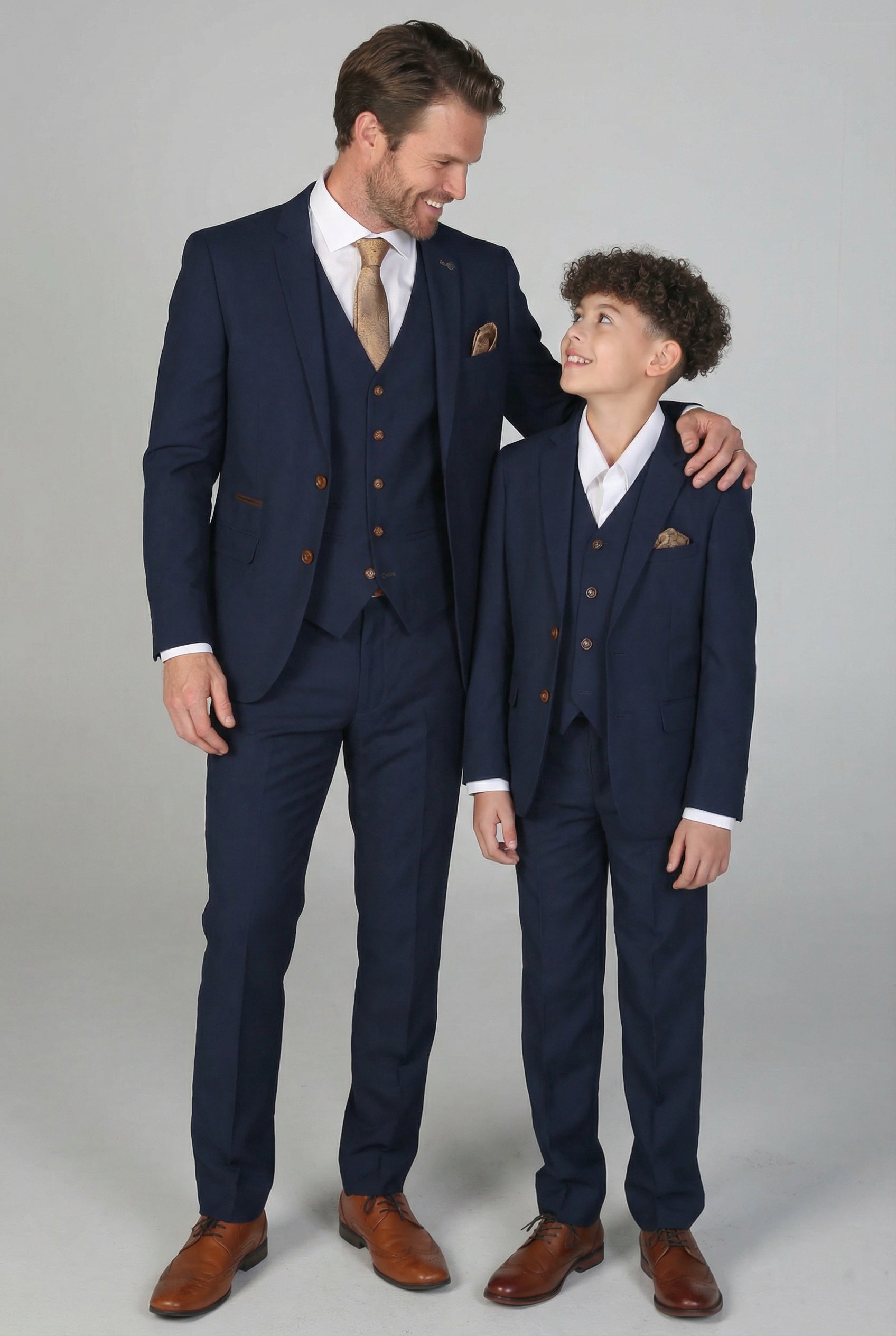 Father & Son Matching Tailored Fit 3-Piece Suit Set - Mayfair - Navy