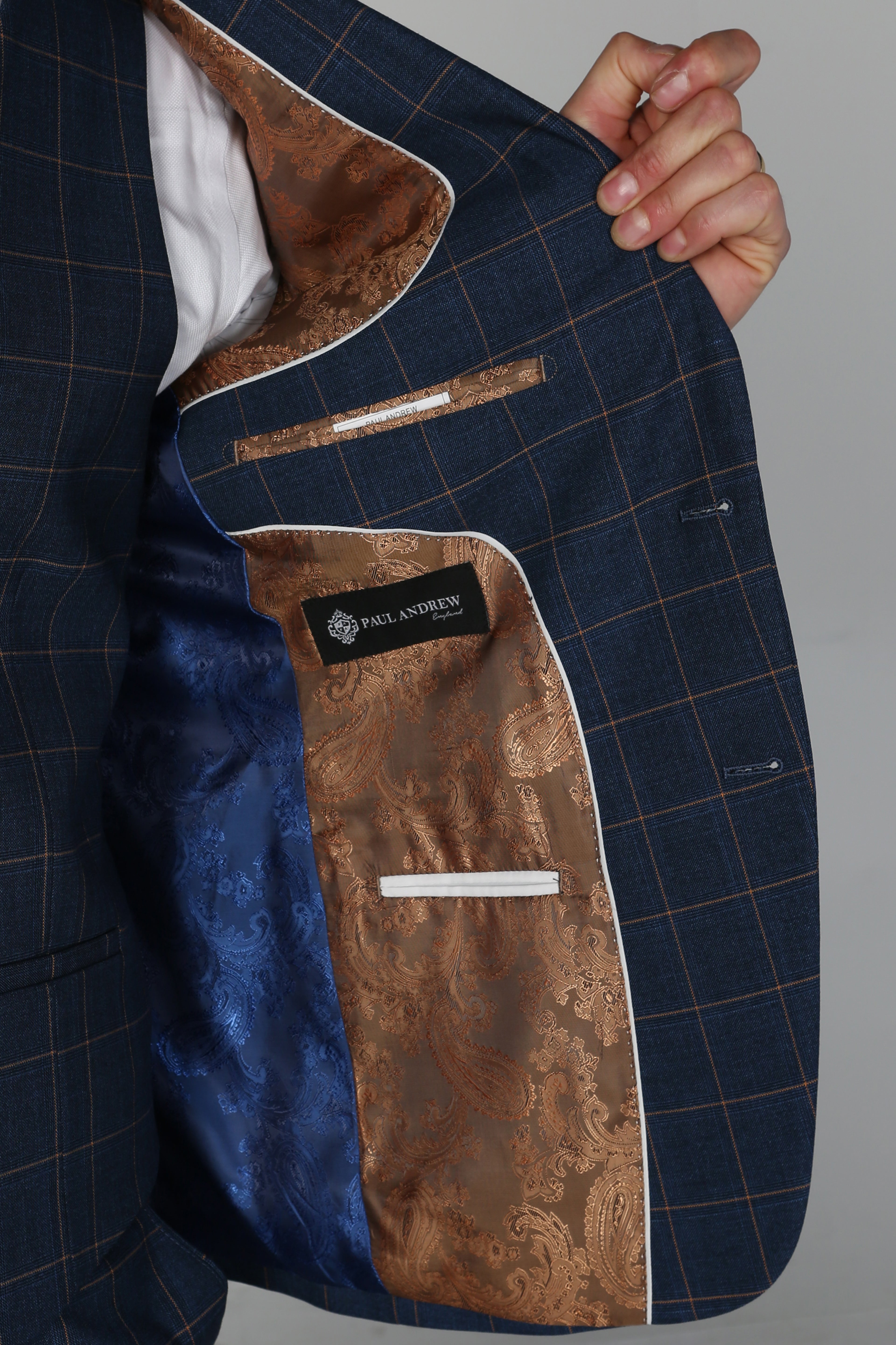 Father & Son Matching Windowpane Check 3-Piece Suit Set - Hamleys - Corrnflower Blue