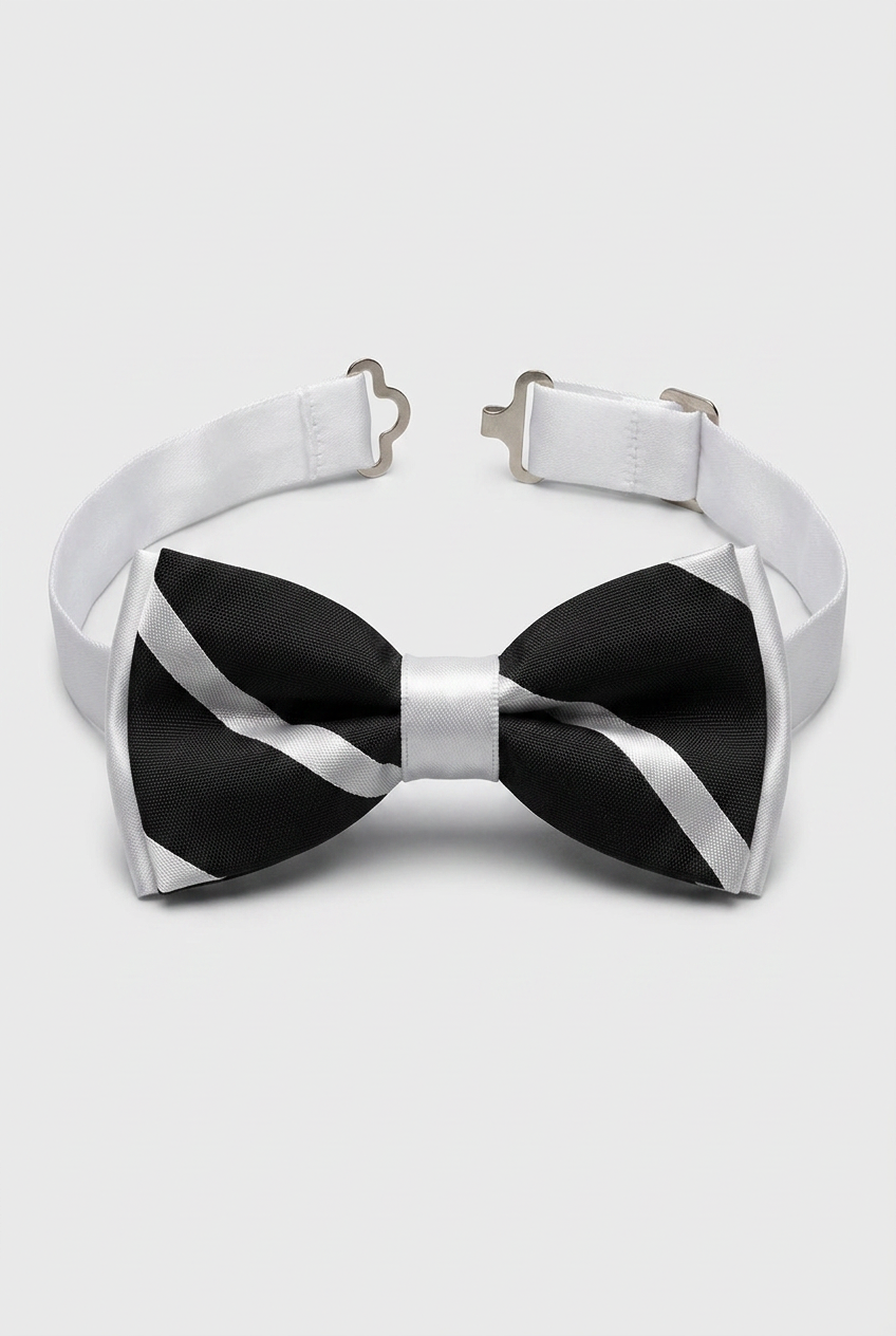 Premium Boys' Pre-Tied Bow Tie - Adjustable Formal Bow Tie for Weddings, Parties & Special Occasions - Black and White