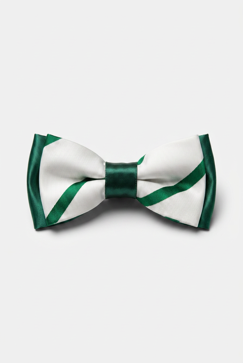 Premium Boys' Pre-Tied Bow Tie - Adjustable Formal Bow Tie for Weddings, Parties & Special Occasions - White Green
