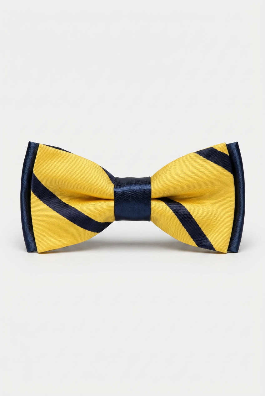 Premium Boys' Pre-Tied Bow Tie - Adjustable Formal Bow Tie for Weddings, Parties & Special Occasions - Yellow and Navy