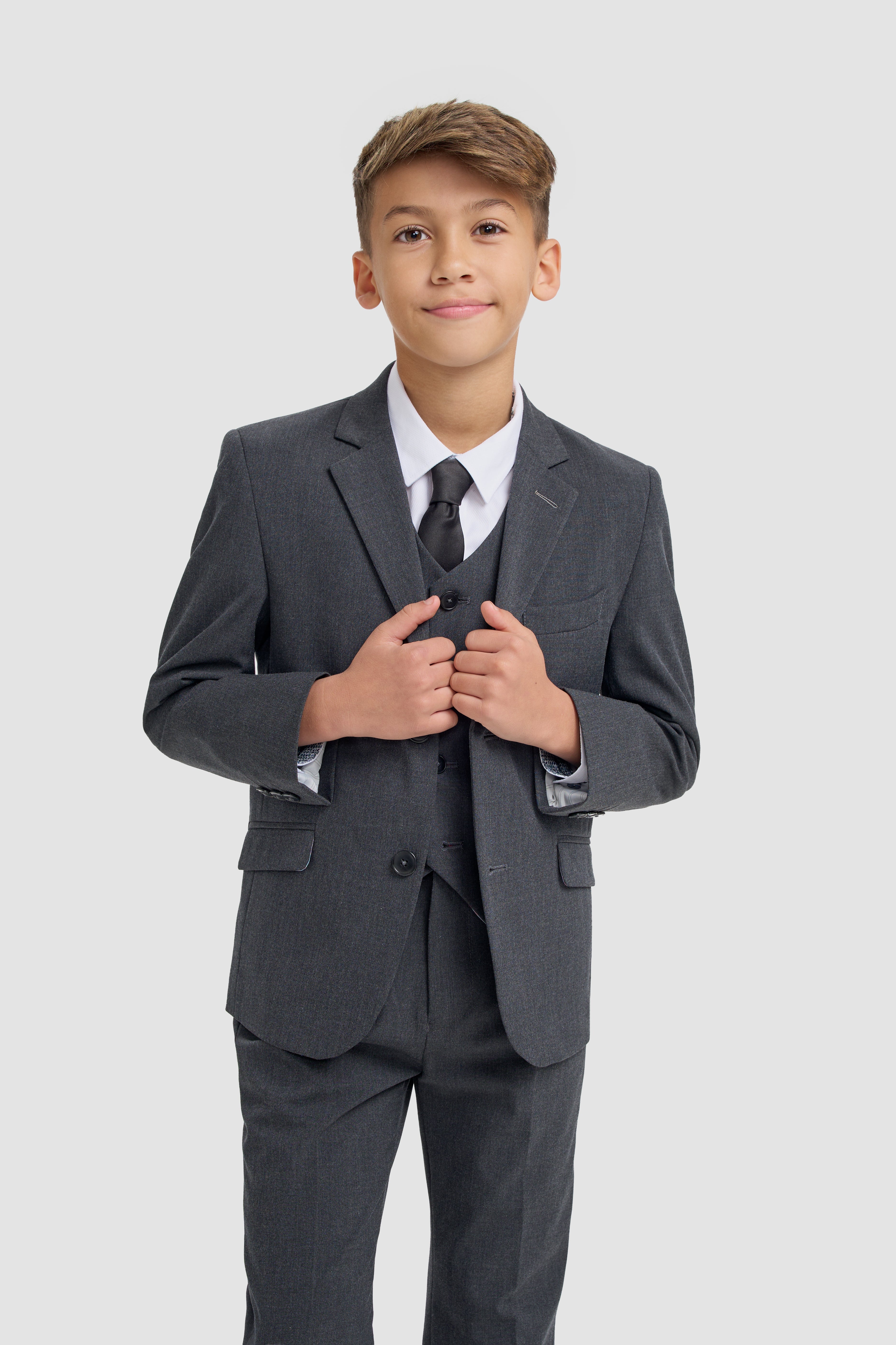 Father & Son Matching Slim Fit 3-Piece Suit Set - Malibu Charcoal Grey