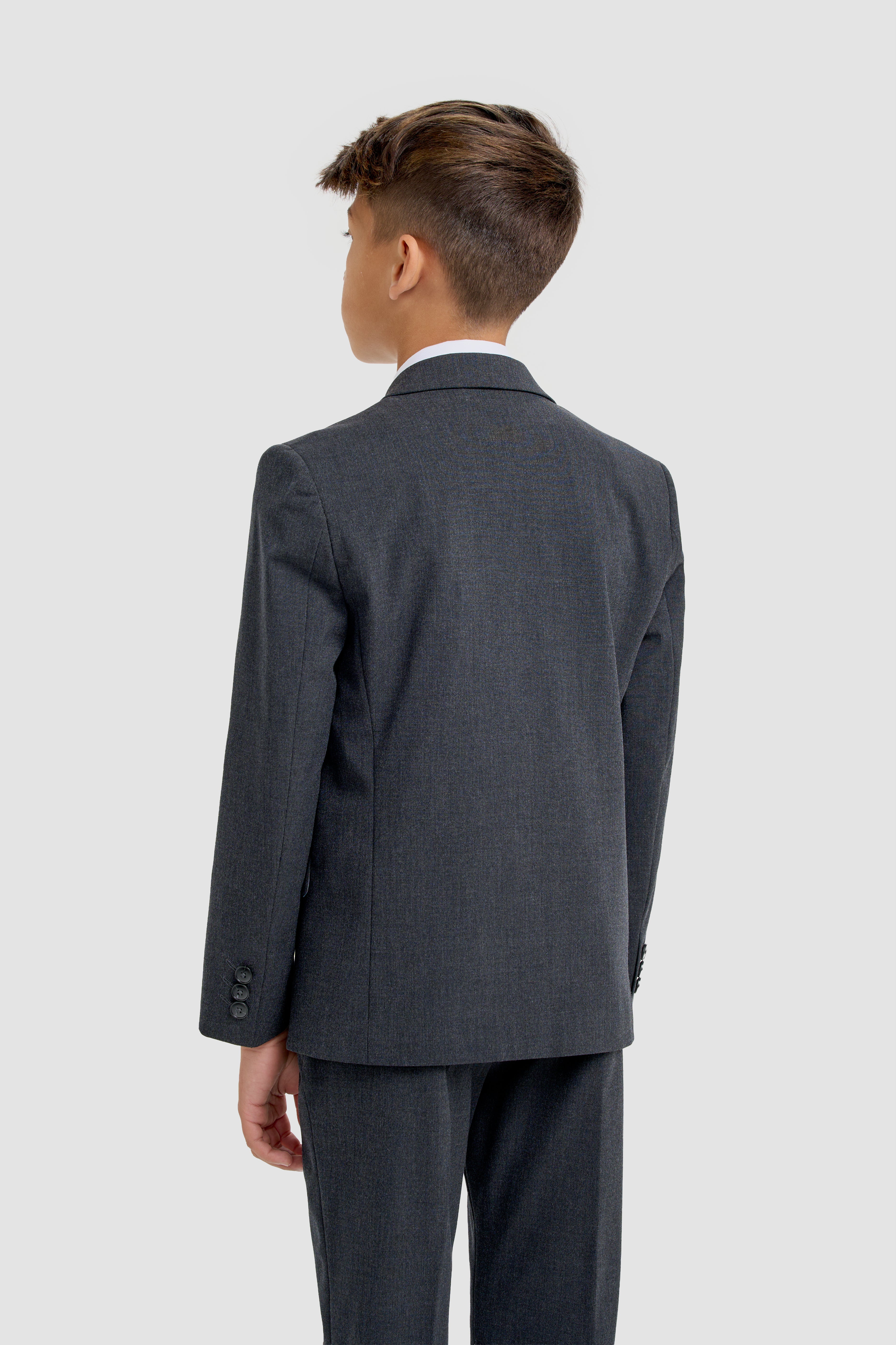 Premium Slim Fit Boys Suit – MALIBU - Charcoal Grey Back picture