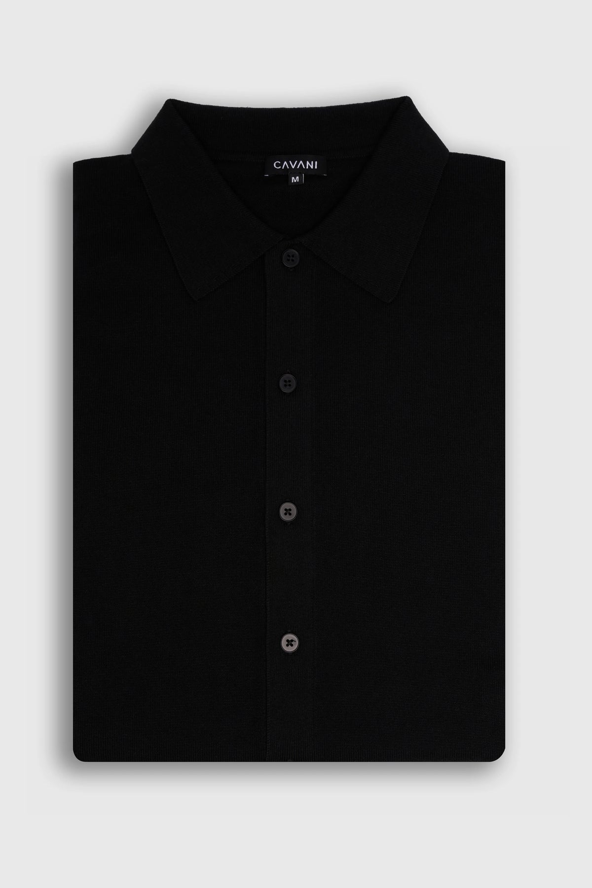 Men's Cotton Collared Button-Up Cardigan – Cavani Roselli Black picture