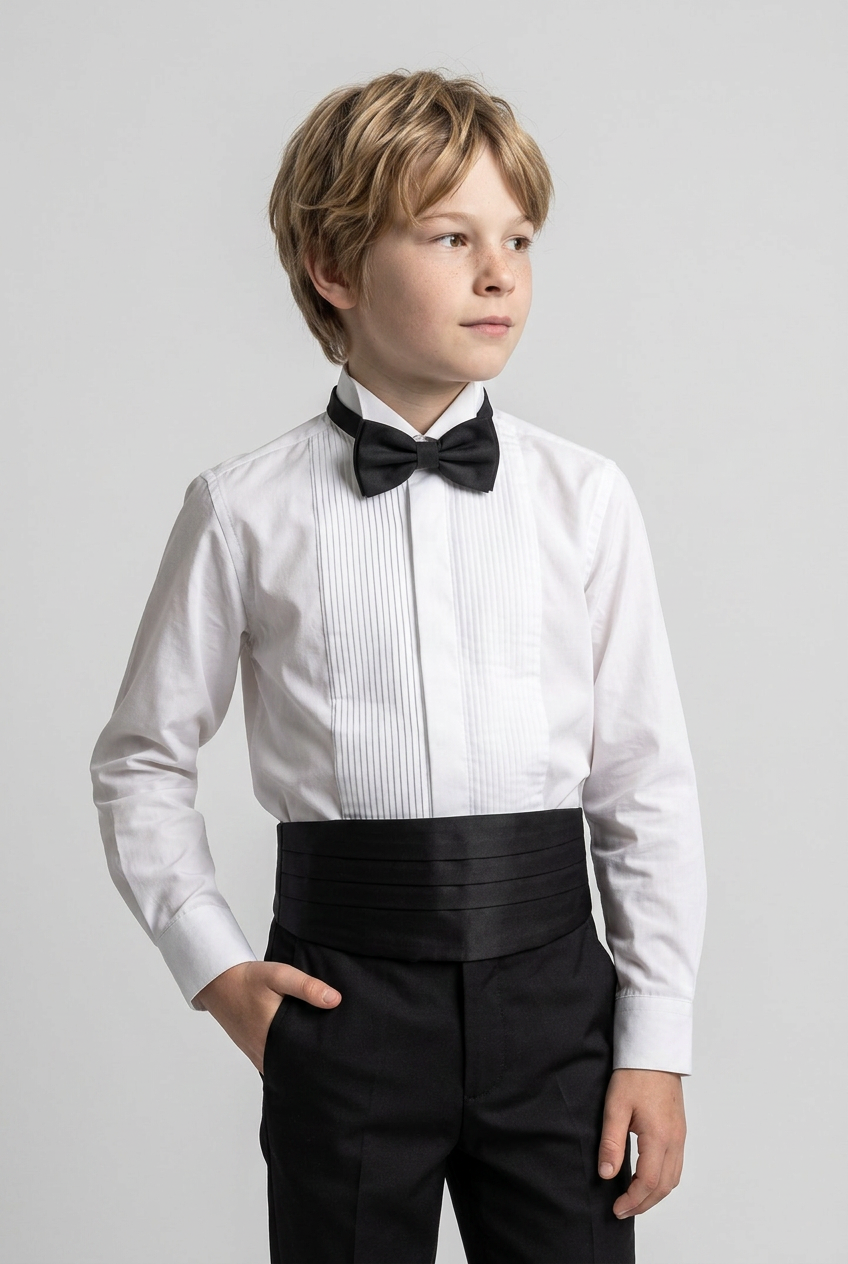 Boys Black Formal Cummerbund & Bow Tie Set