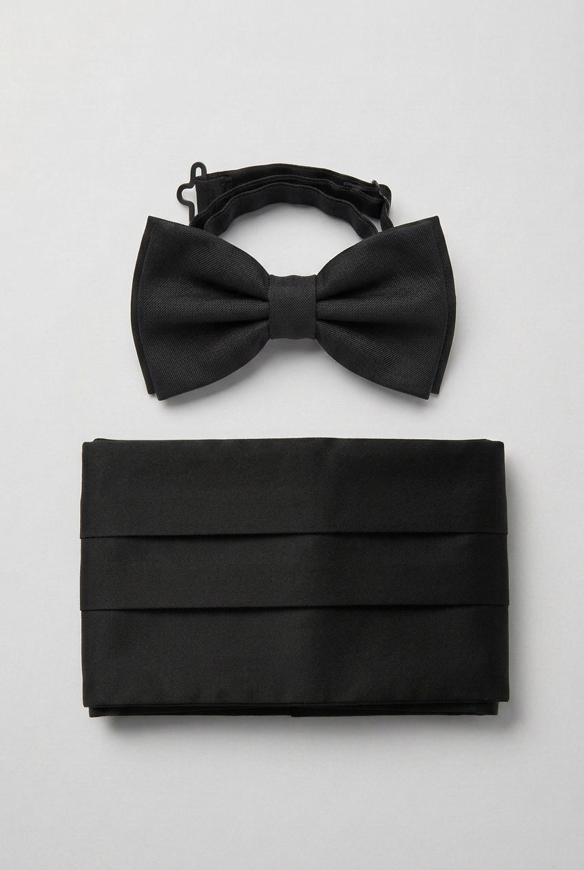 Boys Black Formal Cummerbund & Bow Tie Set