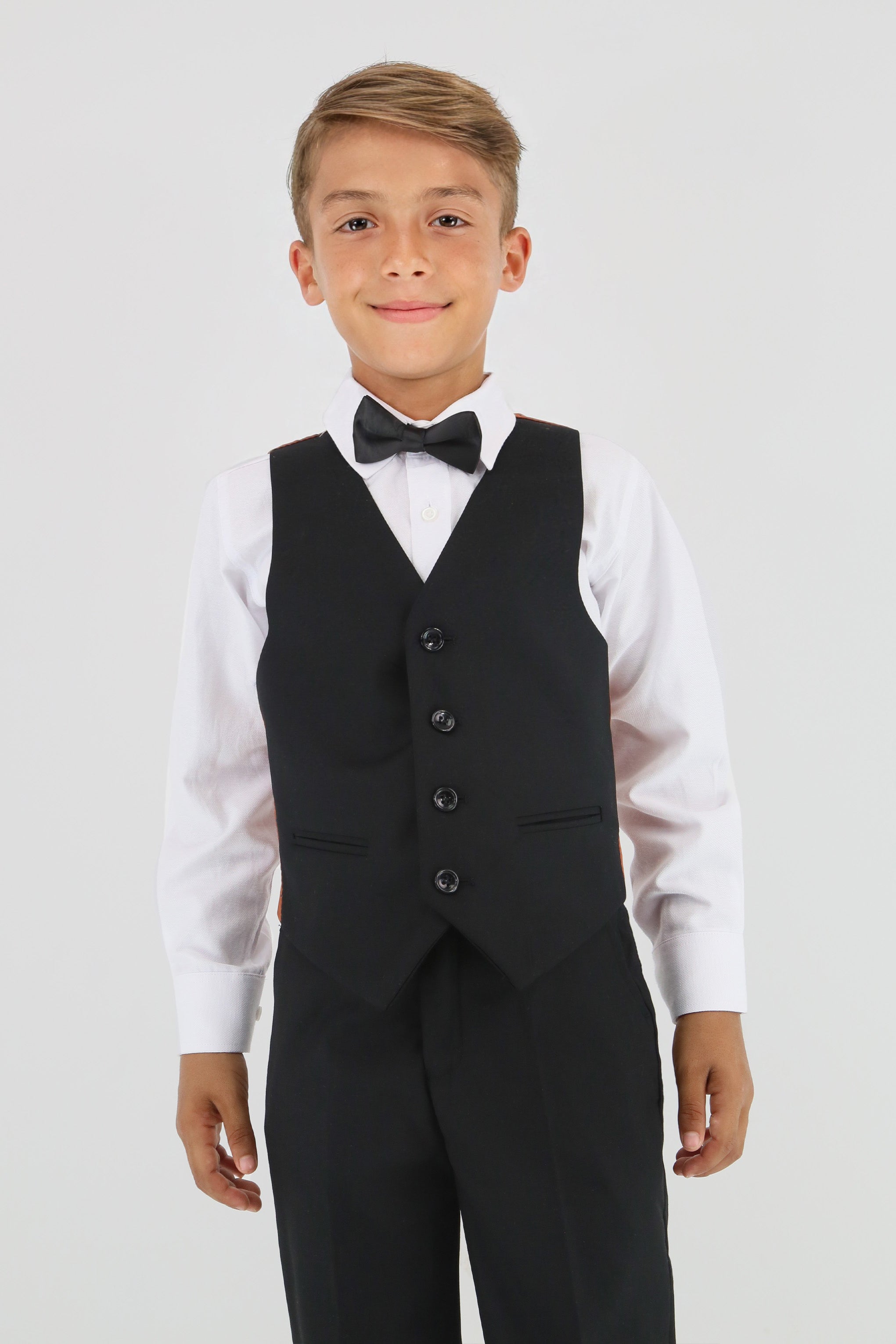 Stylish Boys Tartan Plaid Suit - Red - Black Waistcoat Picture