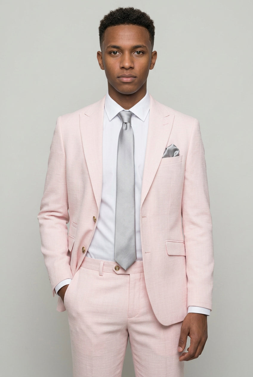 Tropez 2-Piece Textured Prom Suit - Mauve Pink