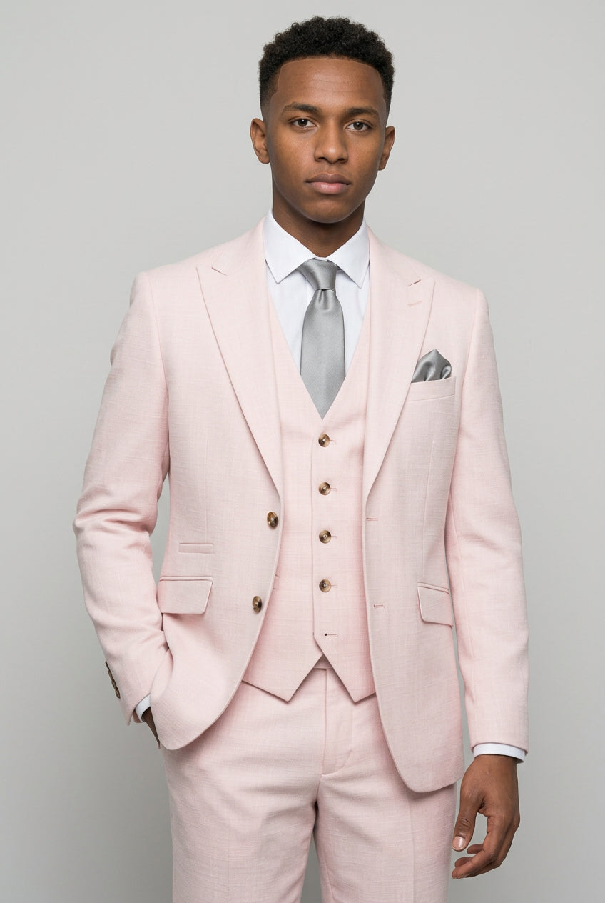 Tropez 3-Piece Textured Prom Suit - Mauve Pink