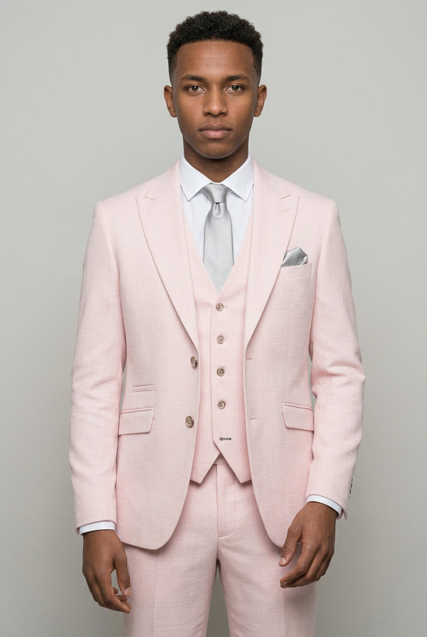 Tropez 3-Piece Textured Prom Suit - Mauve Pink