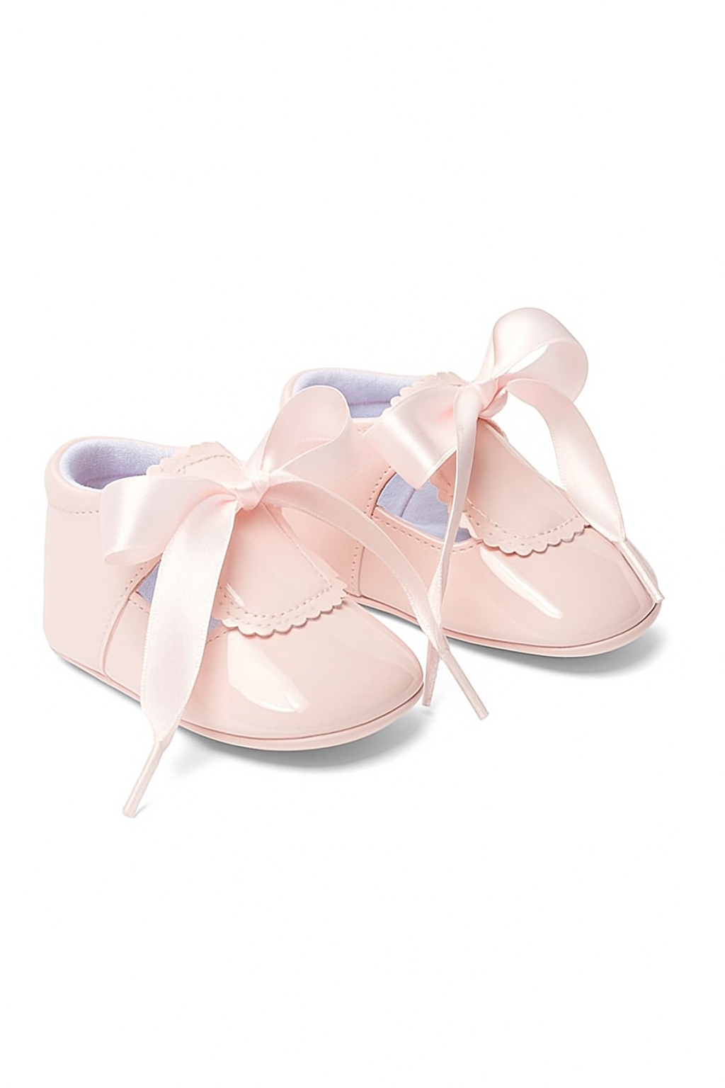 Unisex Baby Patent Shoes with Ribbon - 908 - Pink Pair Side Picture