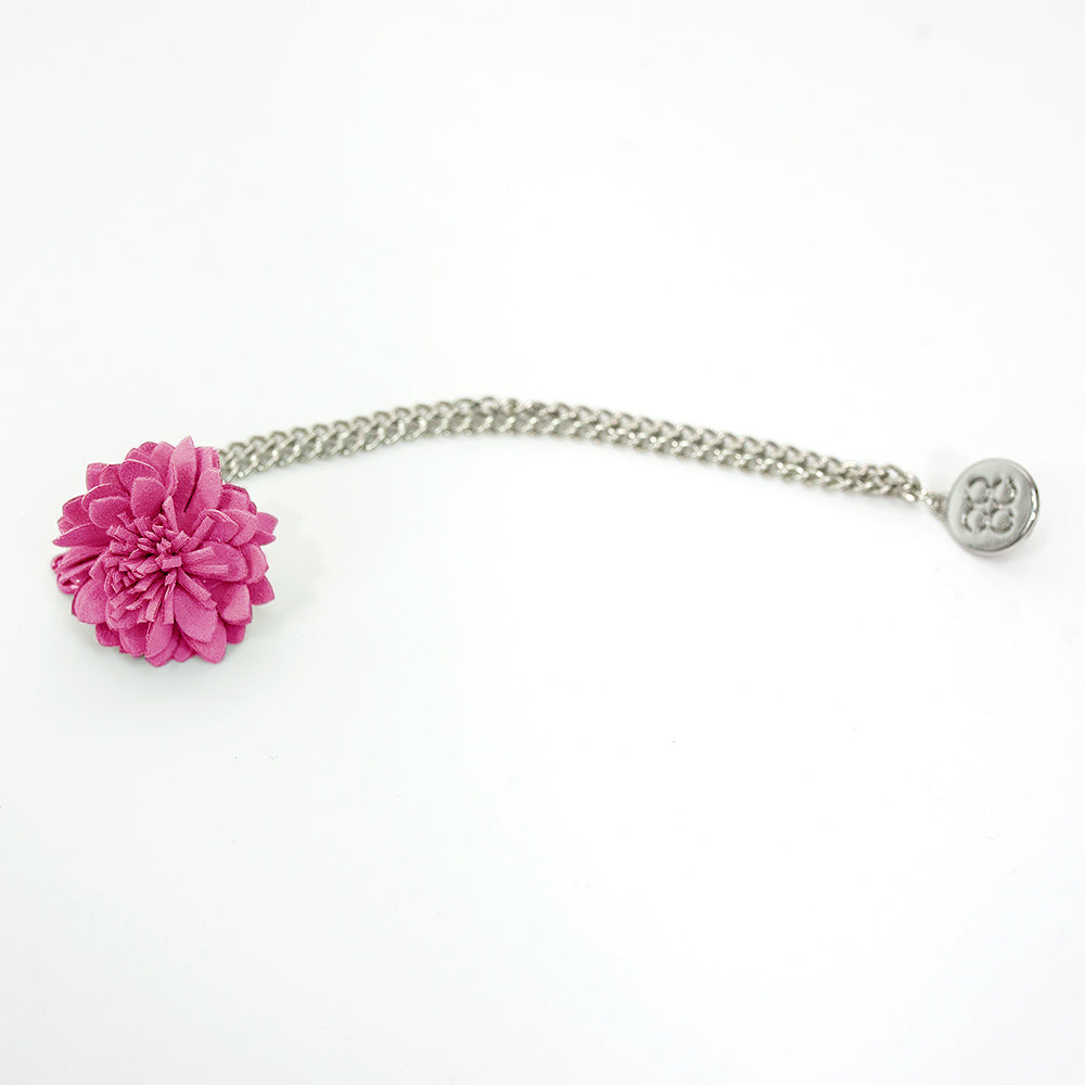 Unisex Flower Chain Brooch Suit Accessory - Pink