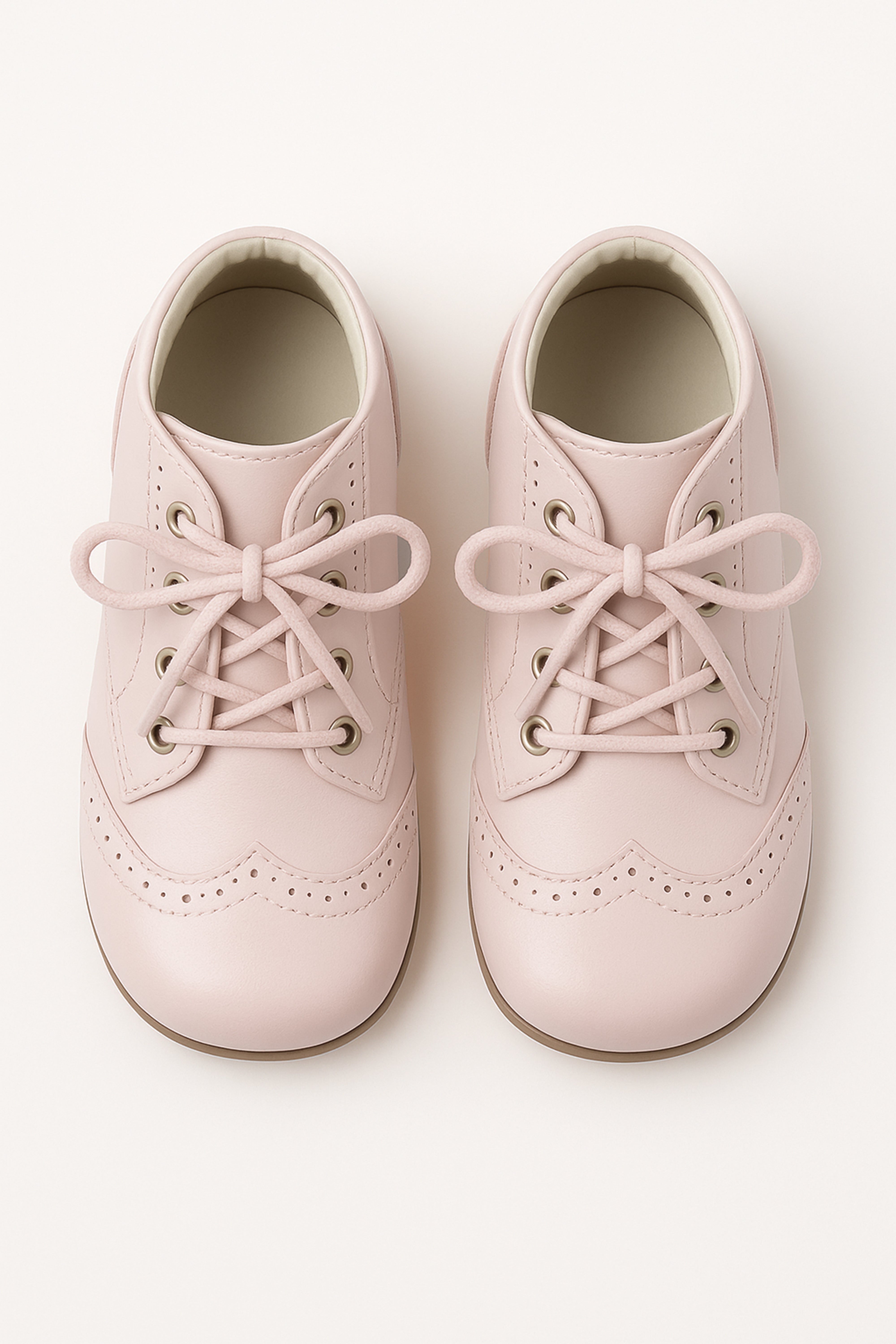 Unisex Kids Patent Leather Brogue Ankle Boots - QUINN - Pink Front Picture