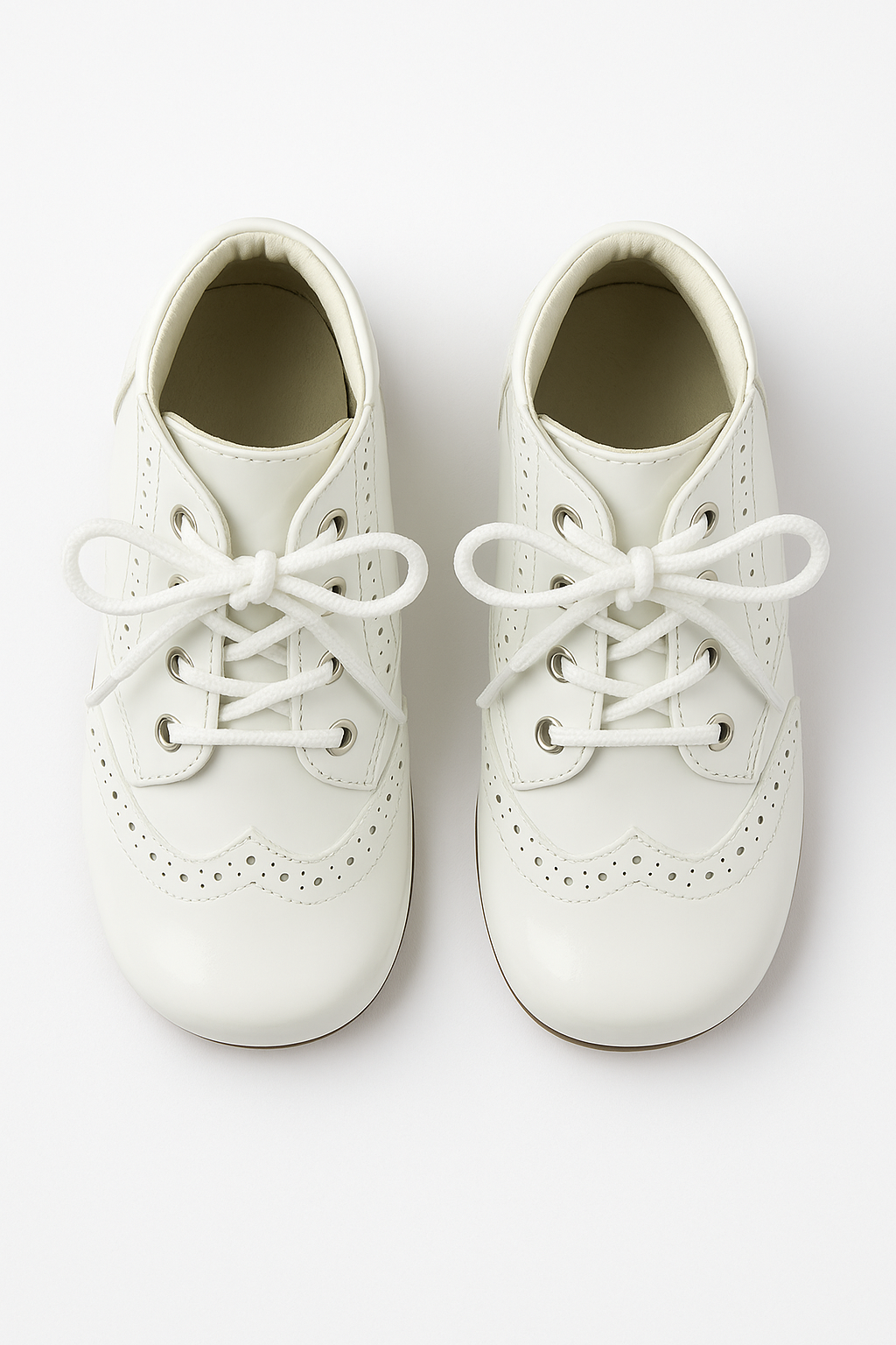 Unisex Kids Patent Leather Brogue Ankle Boots - QUINN - White Front Picture