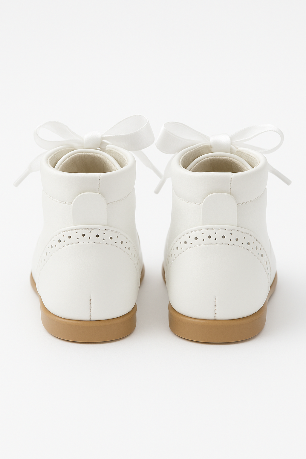 Unisex Kids Patent Leather Brogue Ankle Boots - QUINN - White Back picture