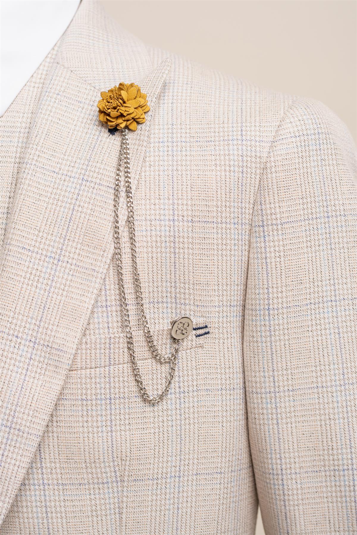 Unisex Flower Chain Brooch Suit Accessory - Yellow