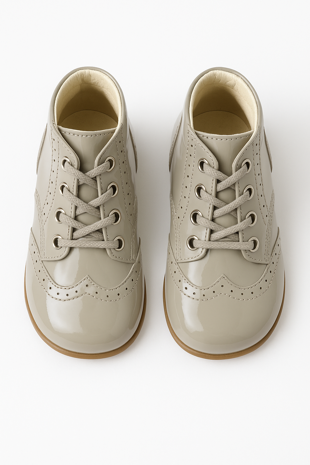 Unisex Kids Patent Leather Brogue Ankle Boots - QUINN - Grey Front Picture
