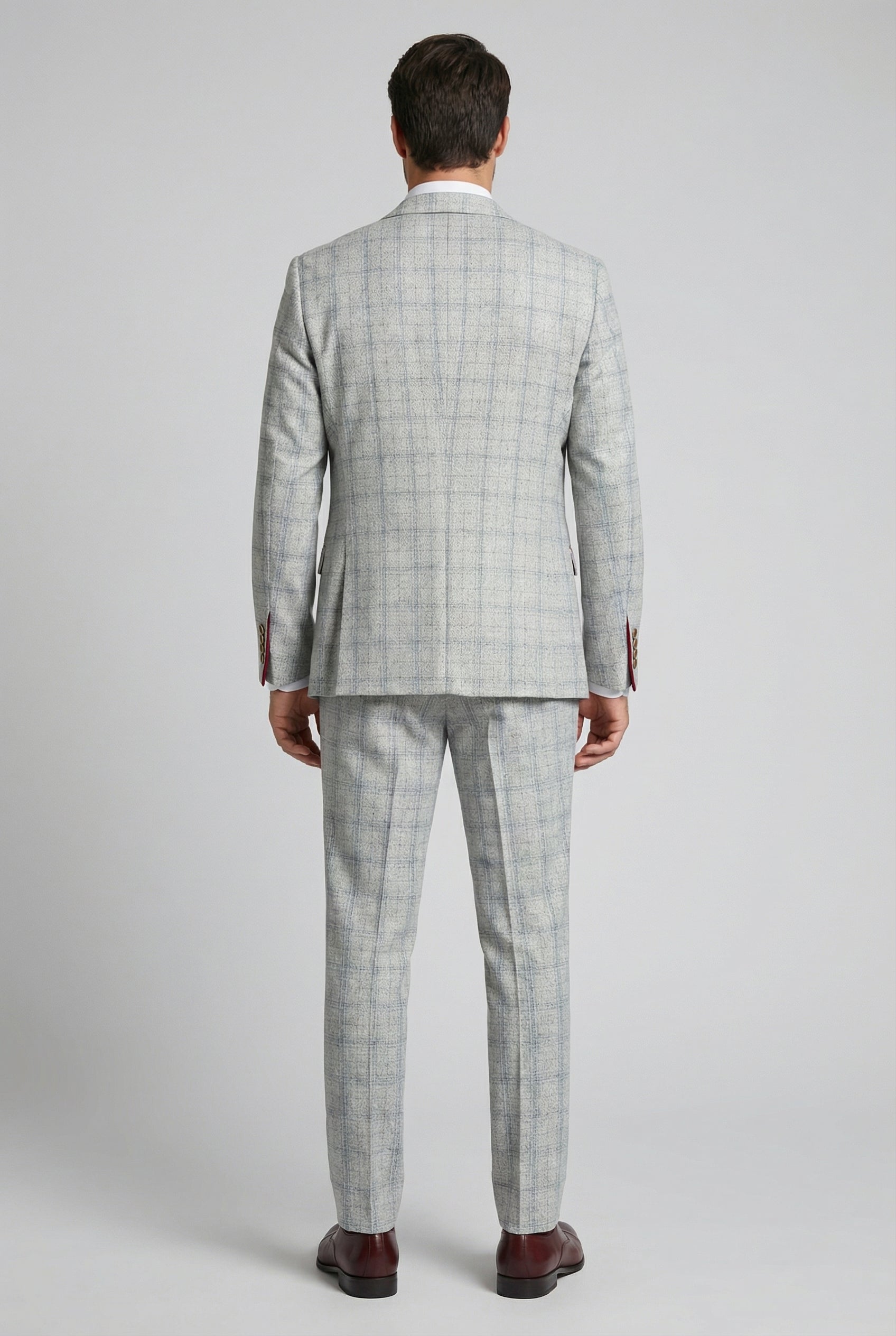 Men's Tweed Check Slim Fit Grey Suit - ANDREW - Grey