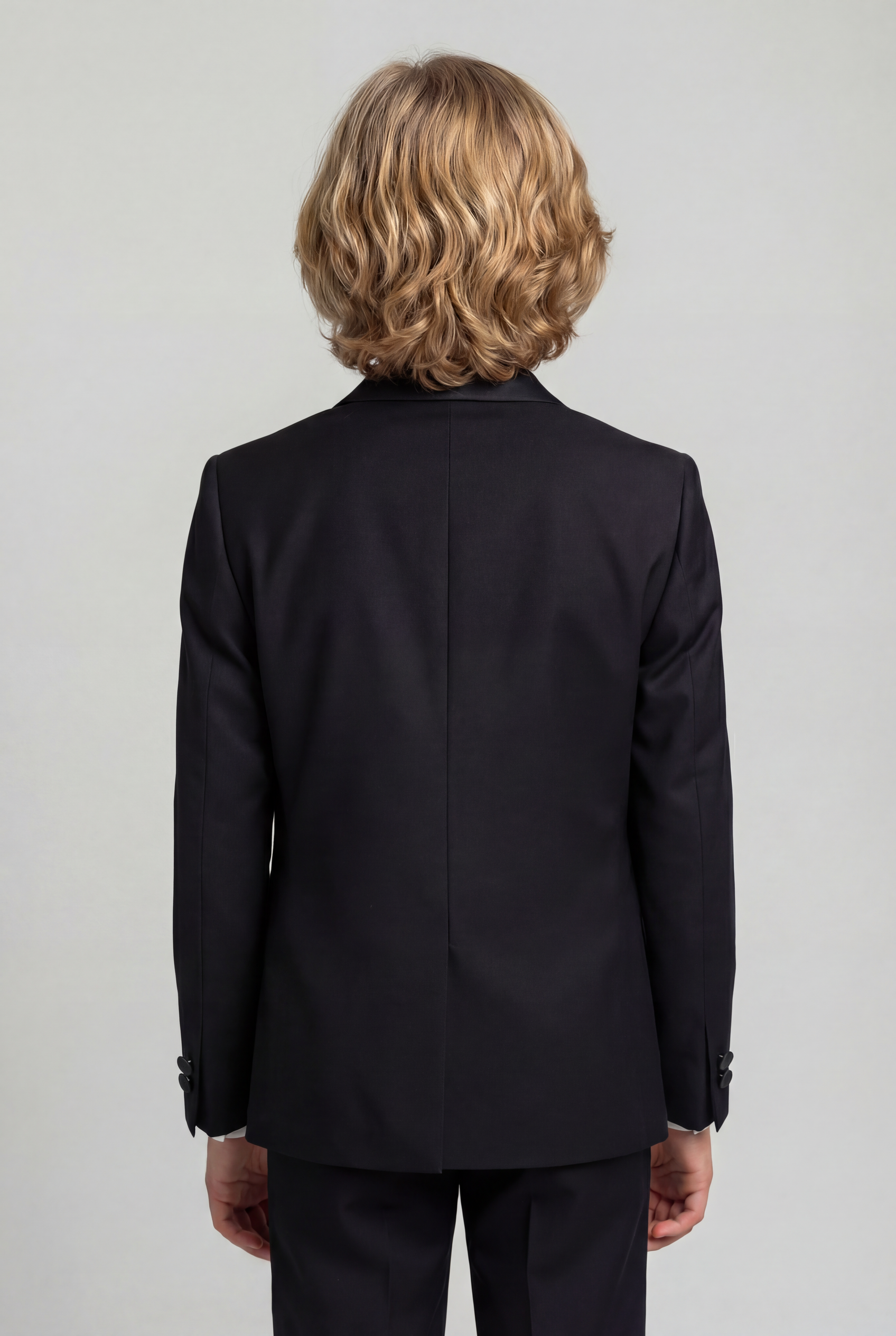 Boys Sheen Lapel Tuxedo Dinner Suit - Black