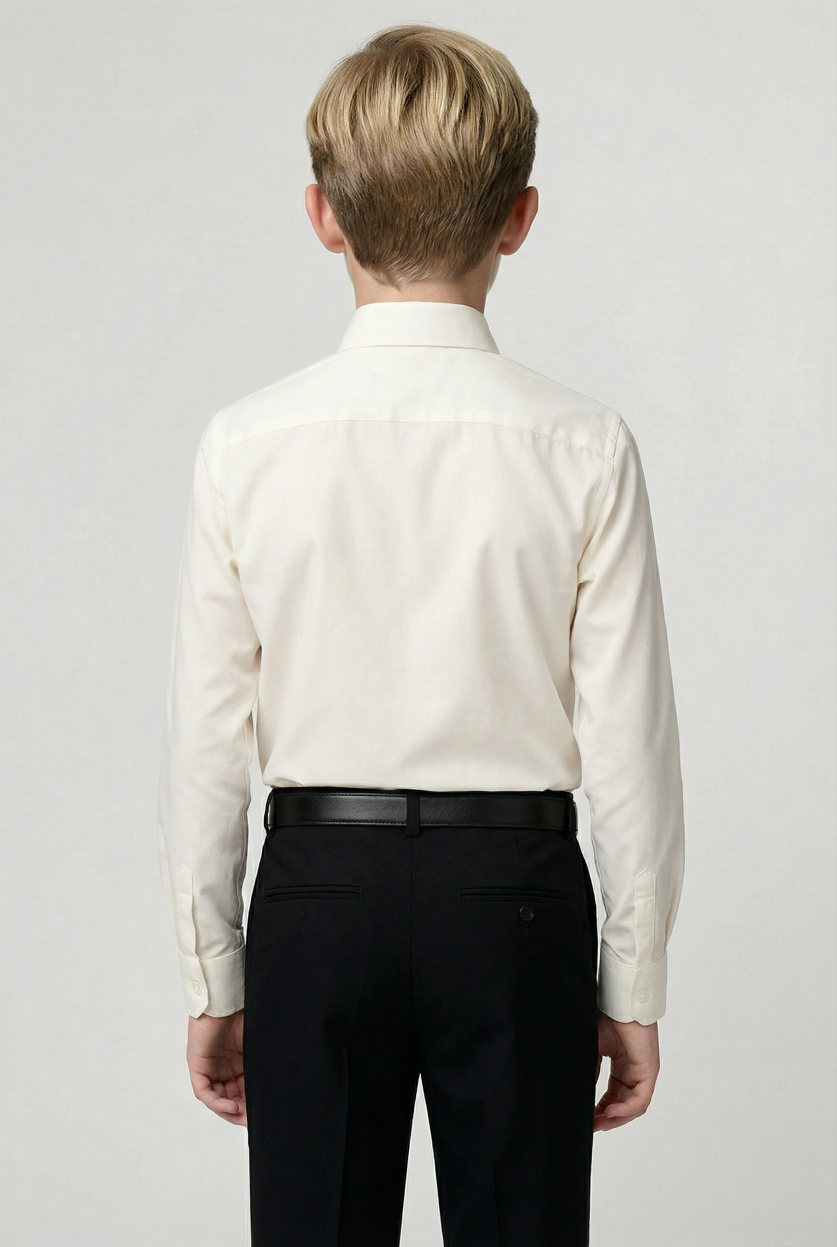 Boys Cotton Classic Collar Long Sleeve Shirt - Ivory
