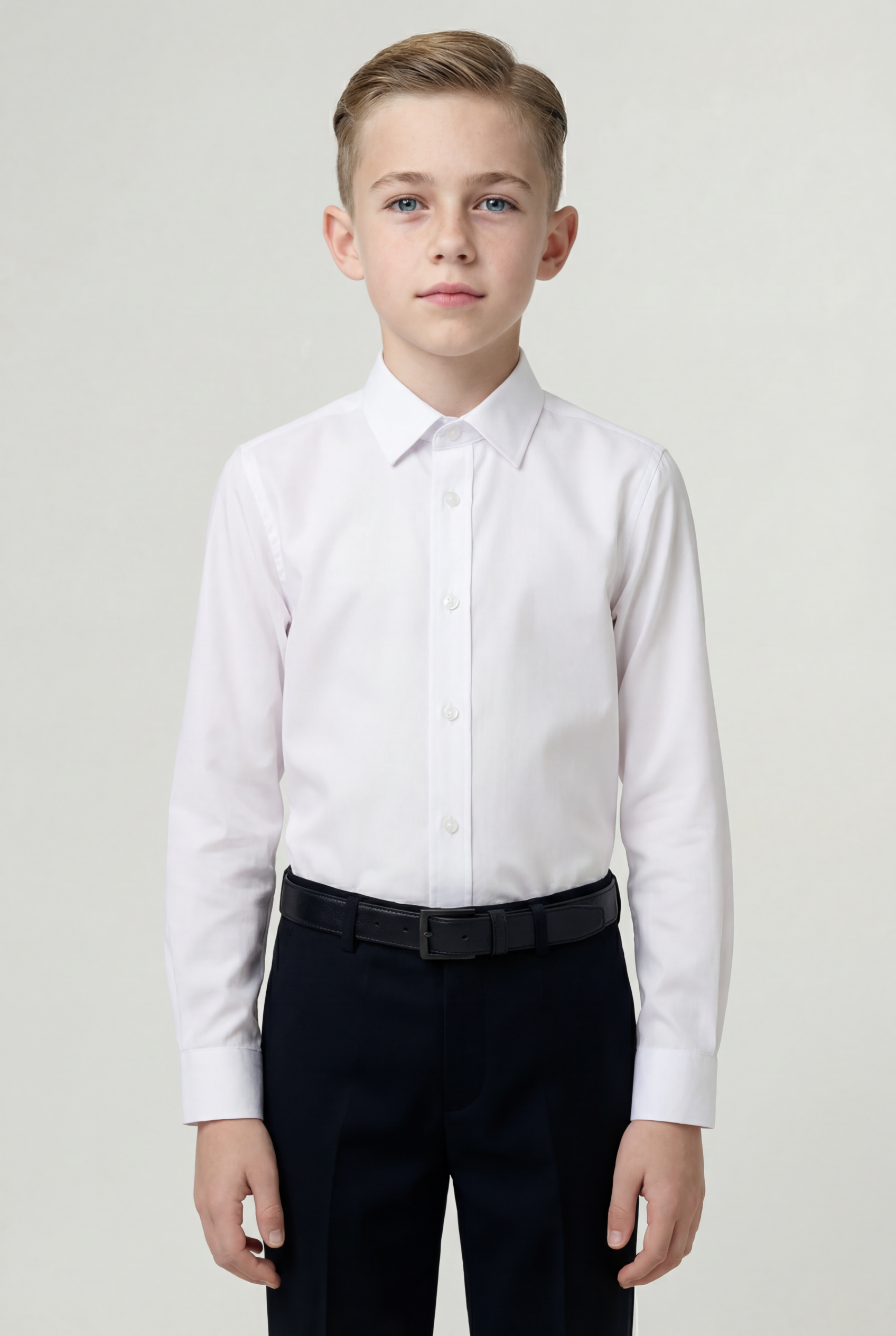 Boys Slim Fit Classic Cotton Blend Shirt - White
