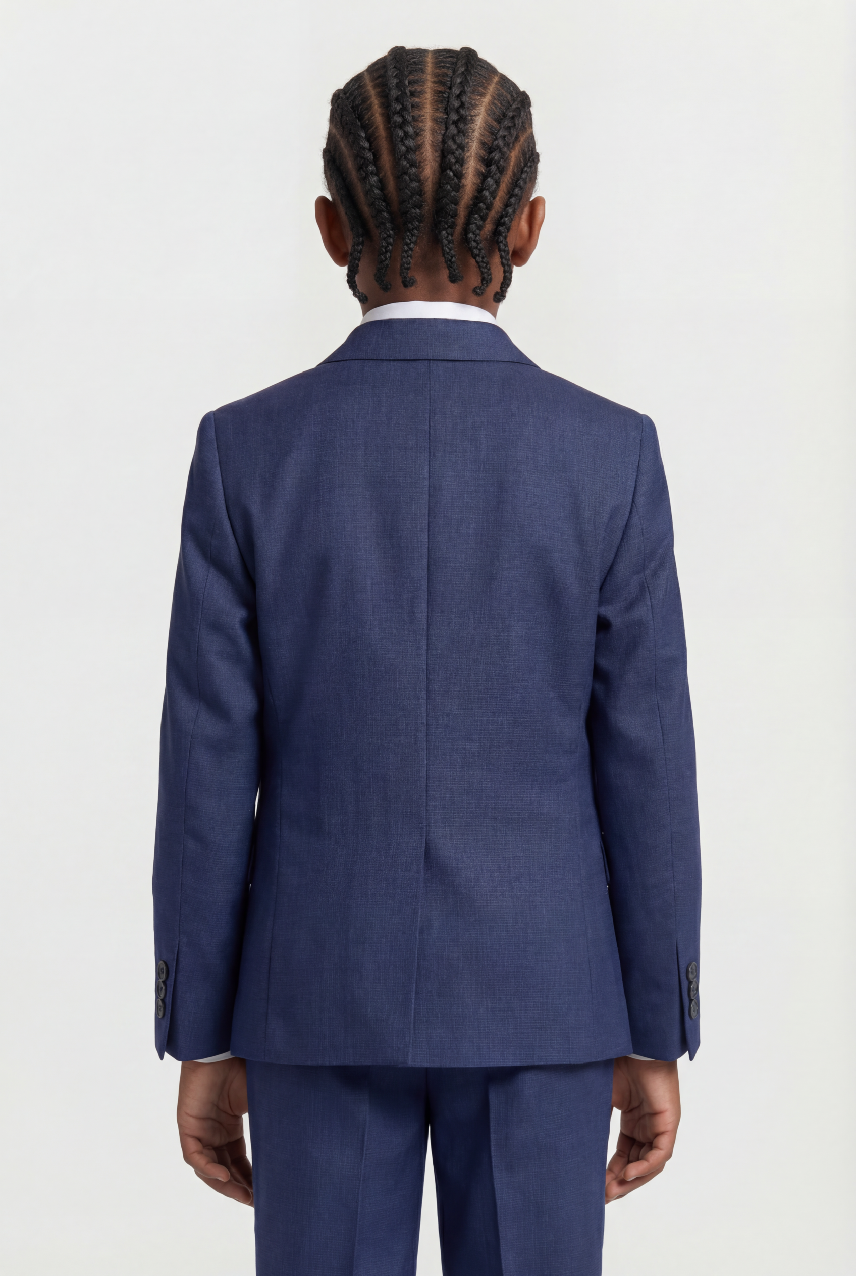 Boys 4-Piece Slim Fit Double Breasted Suit Set - Navy