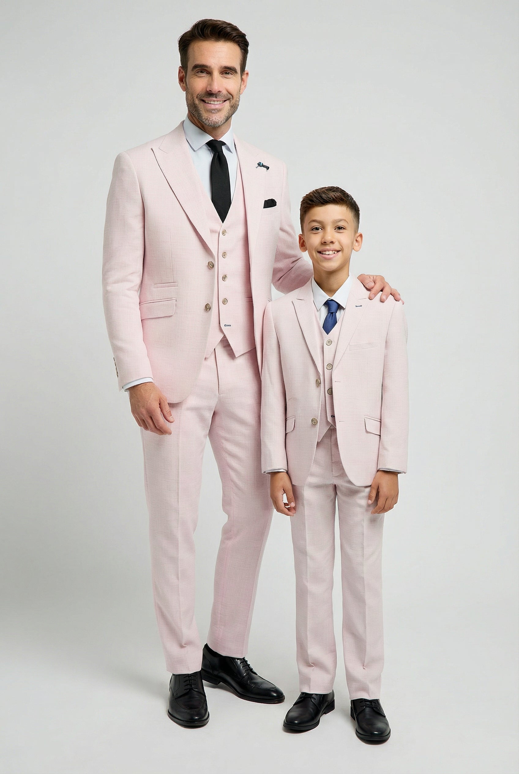 Father & Son Matching Textured 3-Piece Suit Set - Tropez Mauve