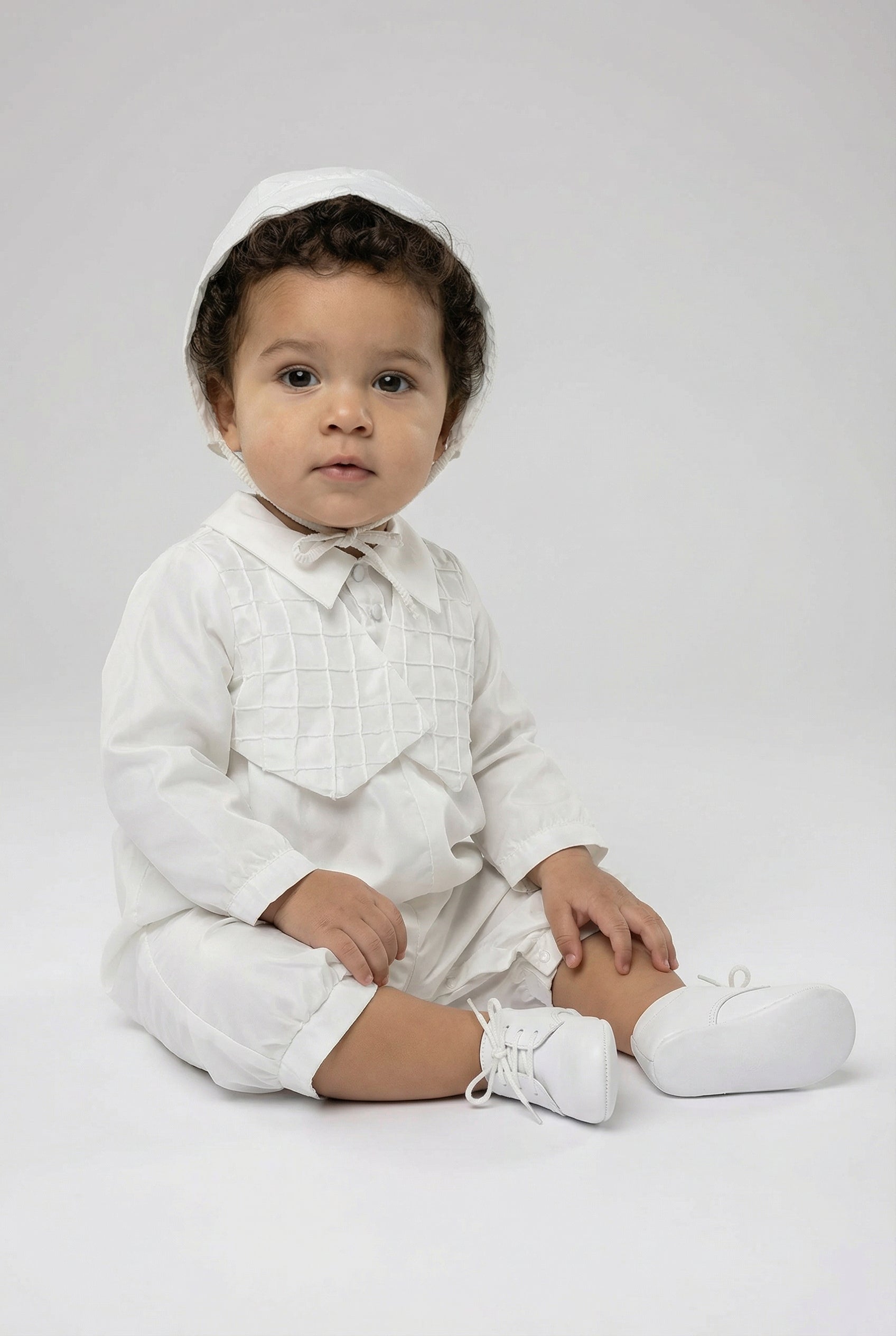 Baby Boys Off-White Christening Romper Suit