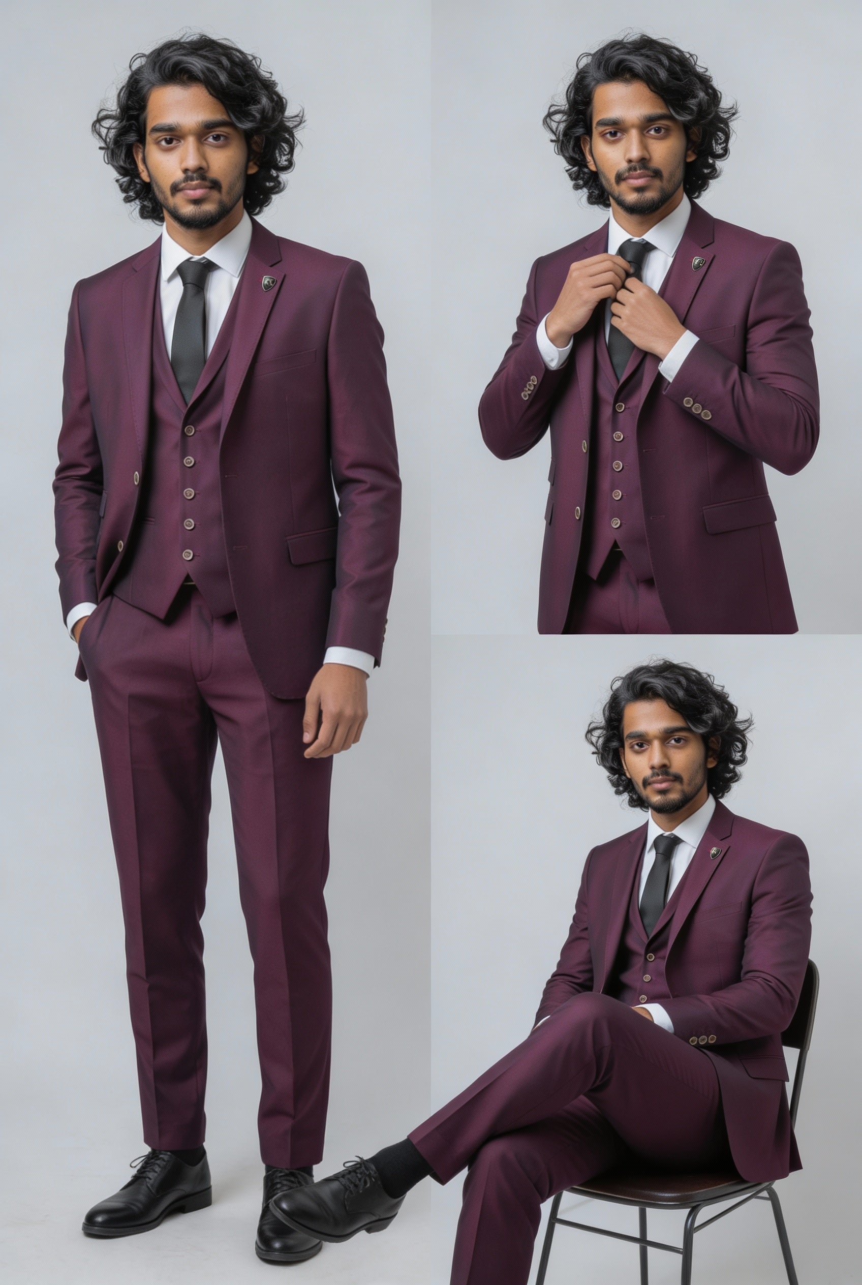 Men's Lincoln Slim Fit Burgundy Suit