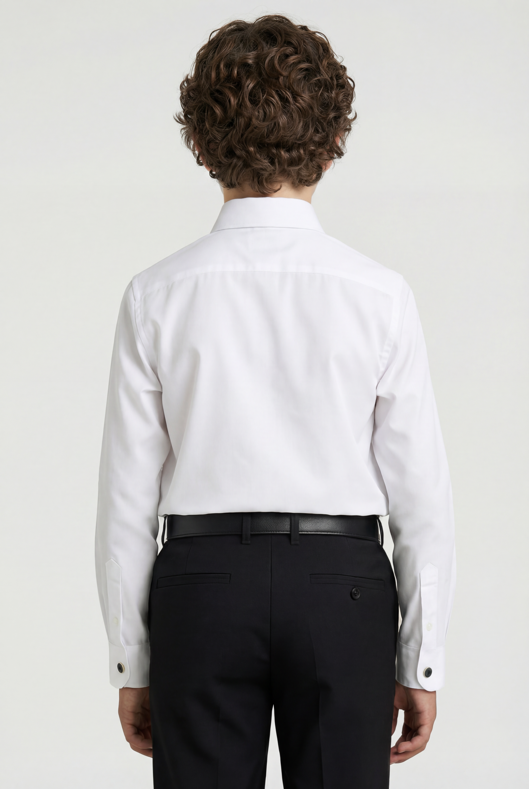Boys Slim Fit Cufflink Dress Shirt - White