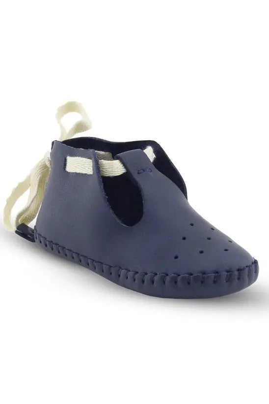 Baby Boys Genuine Leather Pre-walker Crib Shoes - Patik - Navy Blue