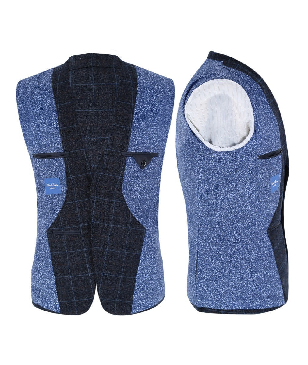 Men's Tailored Fit Retro Check Suit Jacket - ANTHONY NAVY