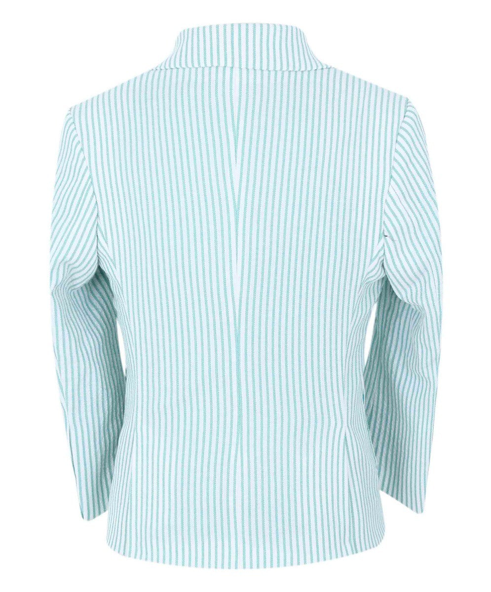 Boys Slim Fit Pinstripe Boating Blazer - Green