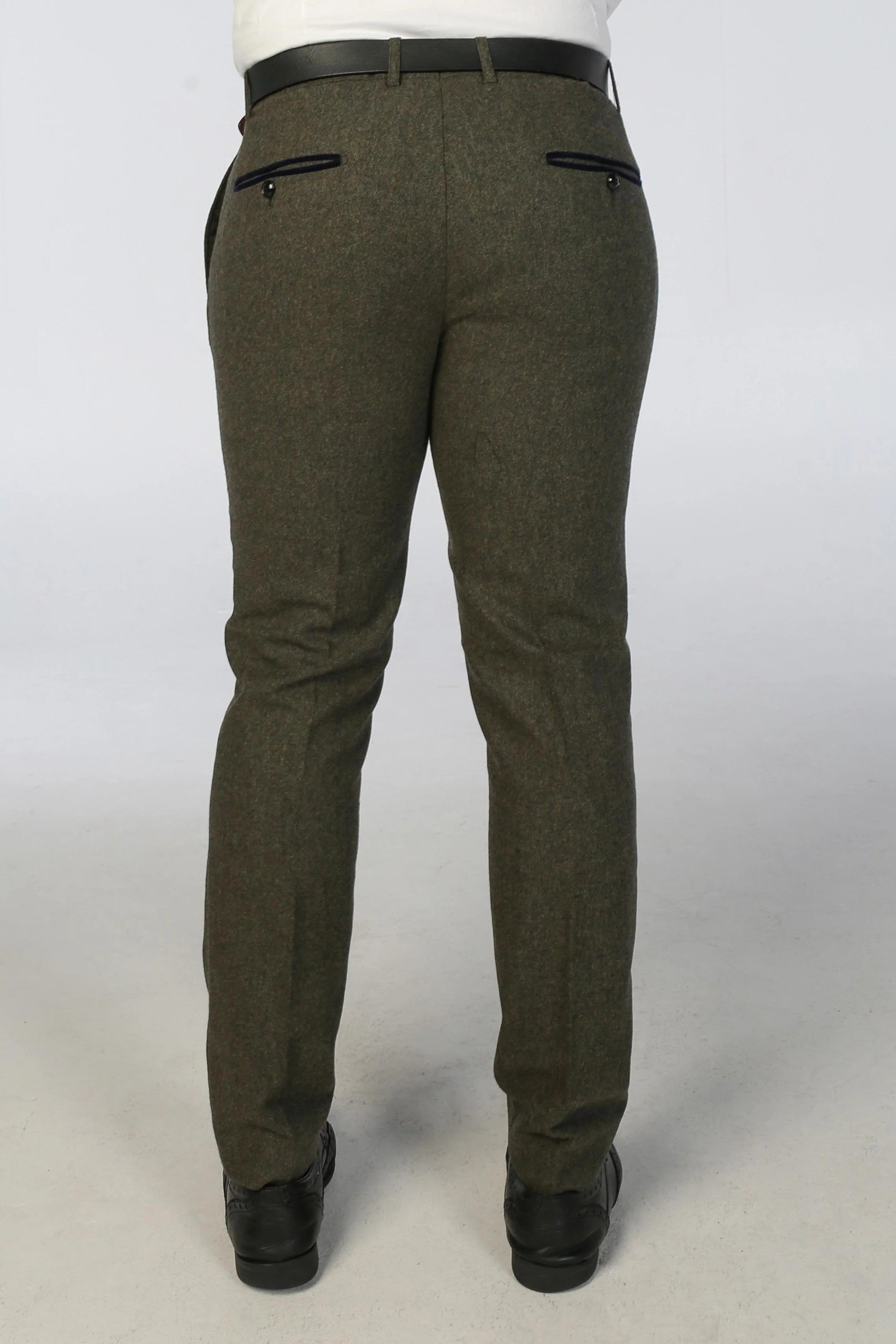 Men’s Tweed Wool Formal Trousers - OSCAR - Green
