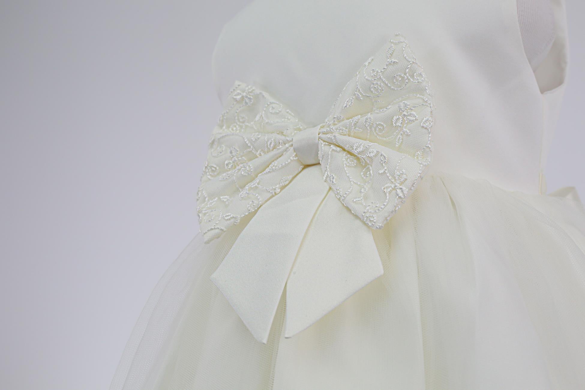 Baby Girl Dress with Lace Overlay Jacket - B1201 - Ivory